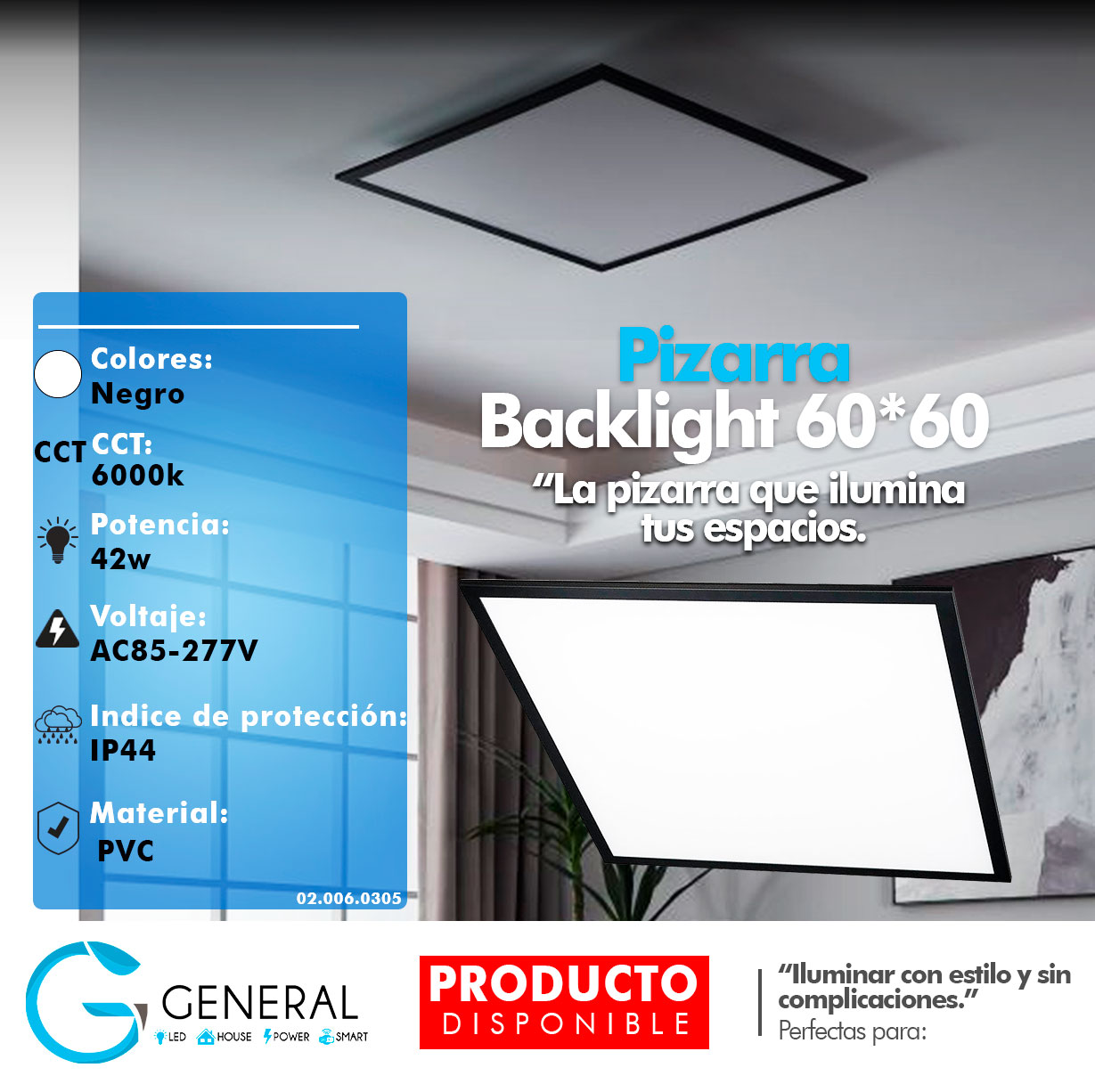 General - Pizarra Backlight 60x60 – General LED Iluminación moderna y ...