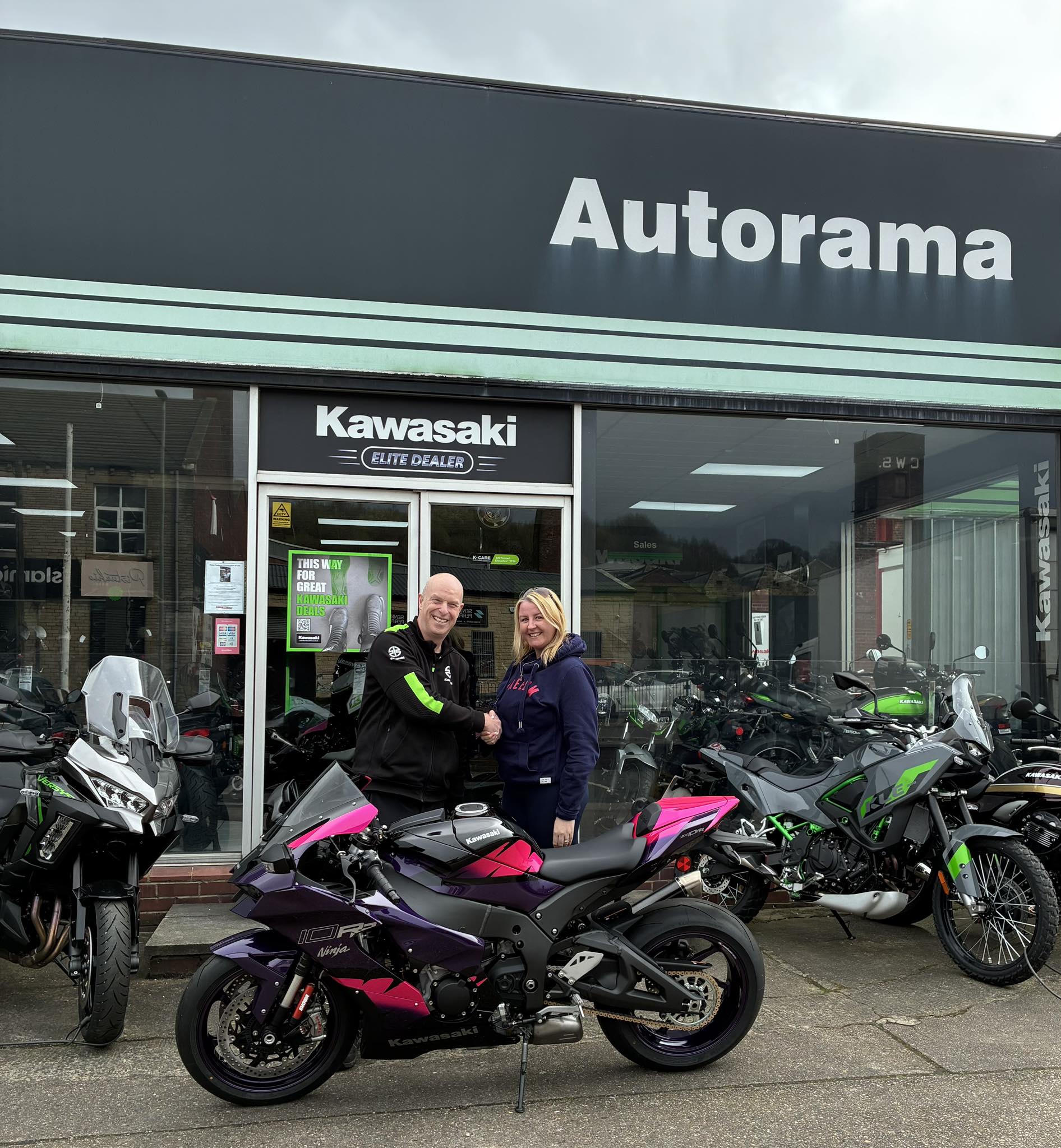 Here is Laura collecting her new Ninja ZX-10RR Performance 40th