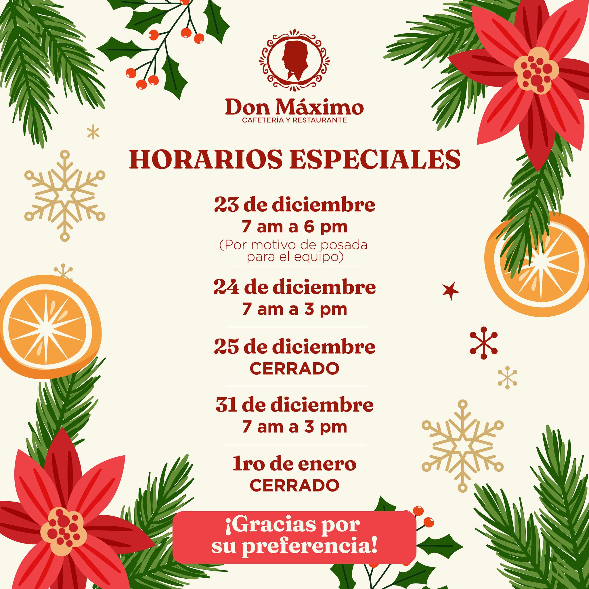 Cafetería - ¡Aviso Importante! Estos son nuestros Horarios Especiales ...