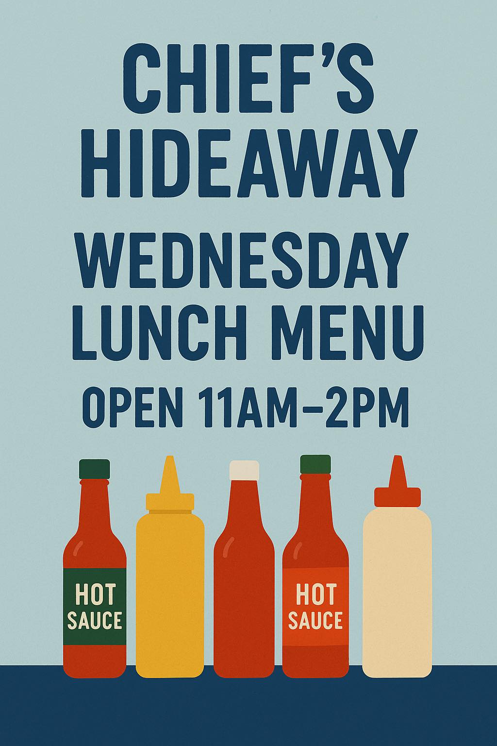 🔵🔵 WEDNESDAY LUNCH MENU 🔵🔵 We hope... - Chief’s Hideaway | Facebook