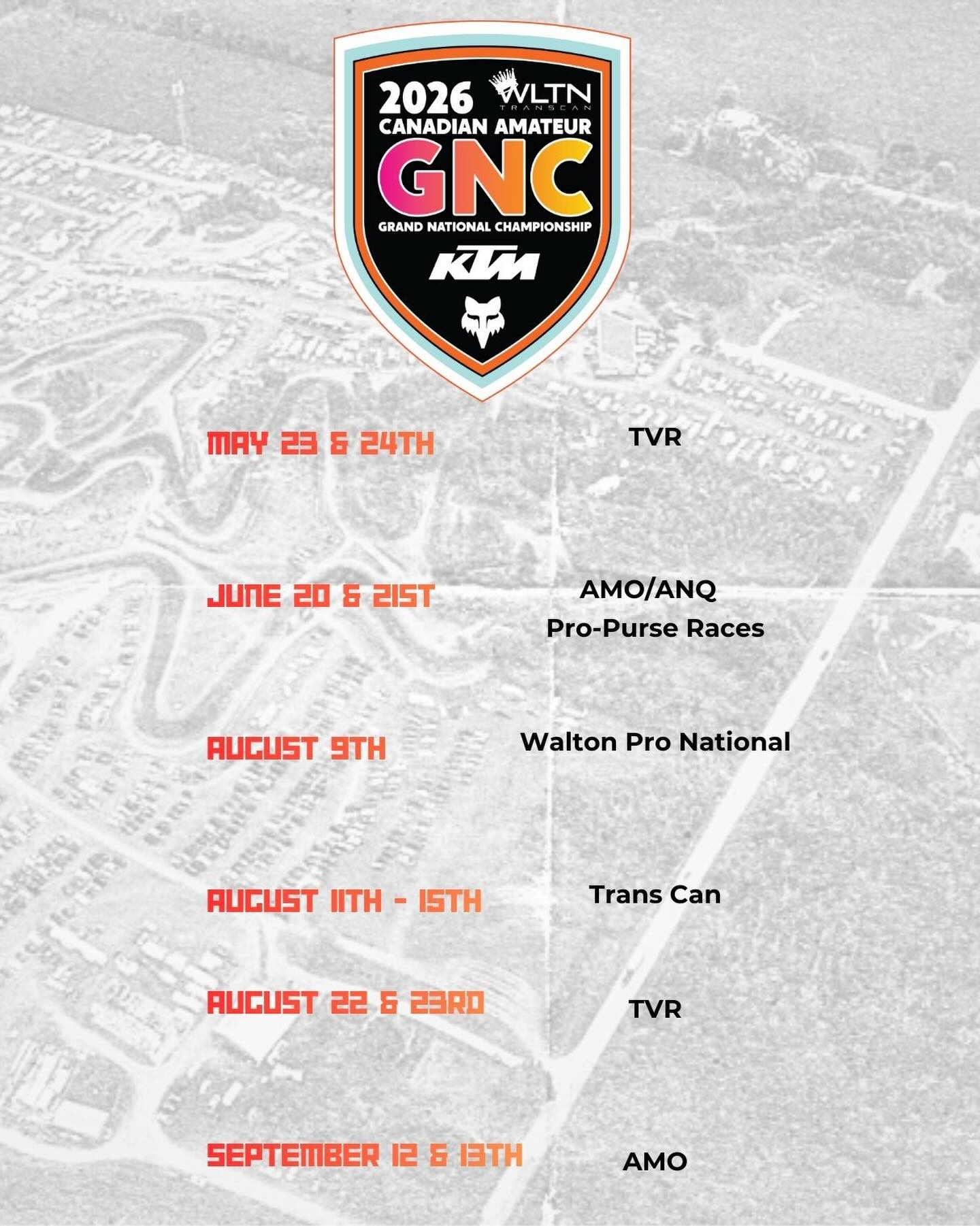 Walton Raceway - The 2026 Canadian Amateur GNC Schedule is... | Facebook