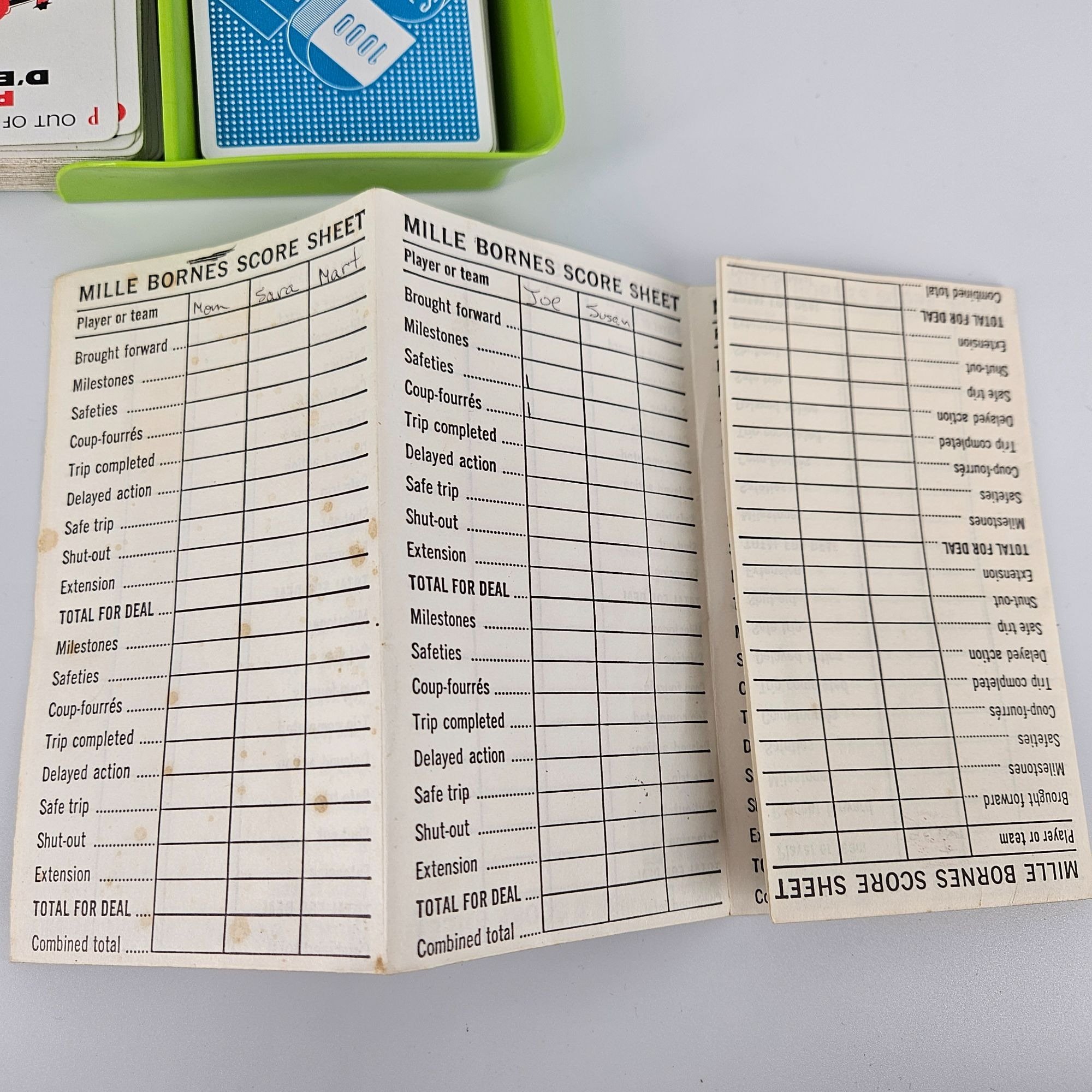 Vintage 1962 Mille Bornes French Card Game Score Sheets Rules Complete ...