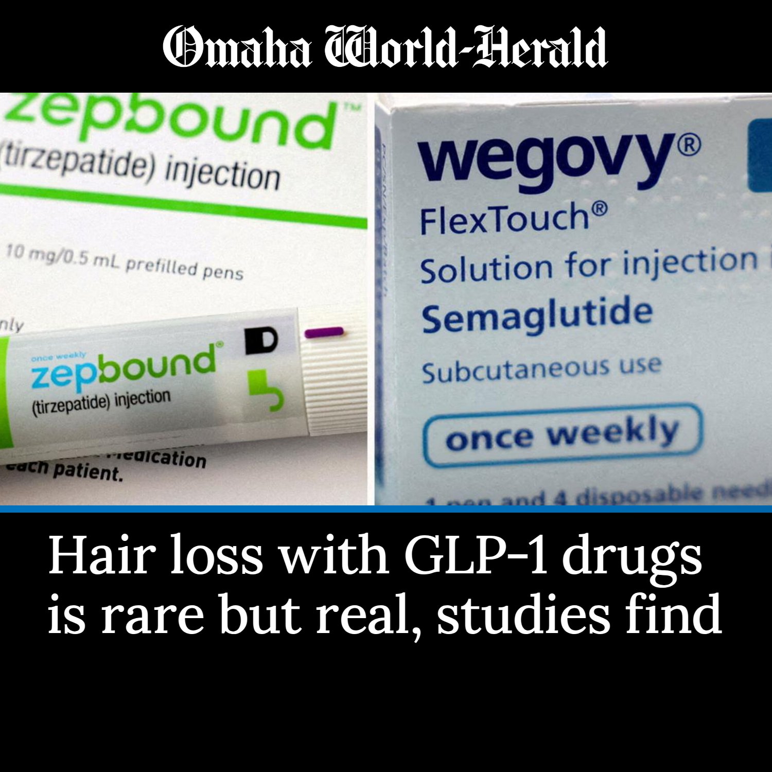 The risk of hair loss in patients taking GLP-1 drugs for obesity or diabetes, while low, is higher than with other diabetes drugs, new studies suggest. More details at the 🔗 in