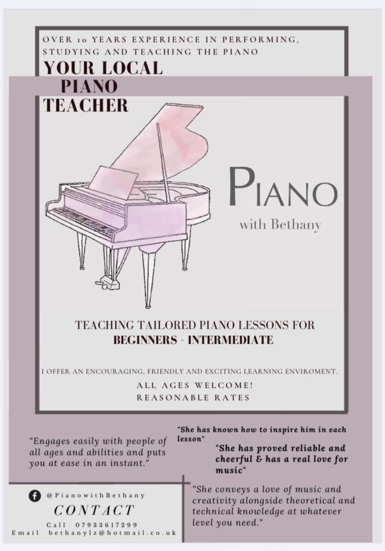 Piano lessons with Bethany