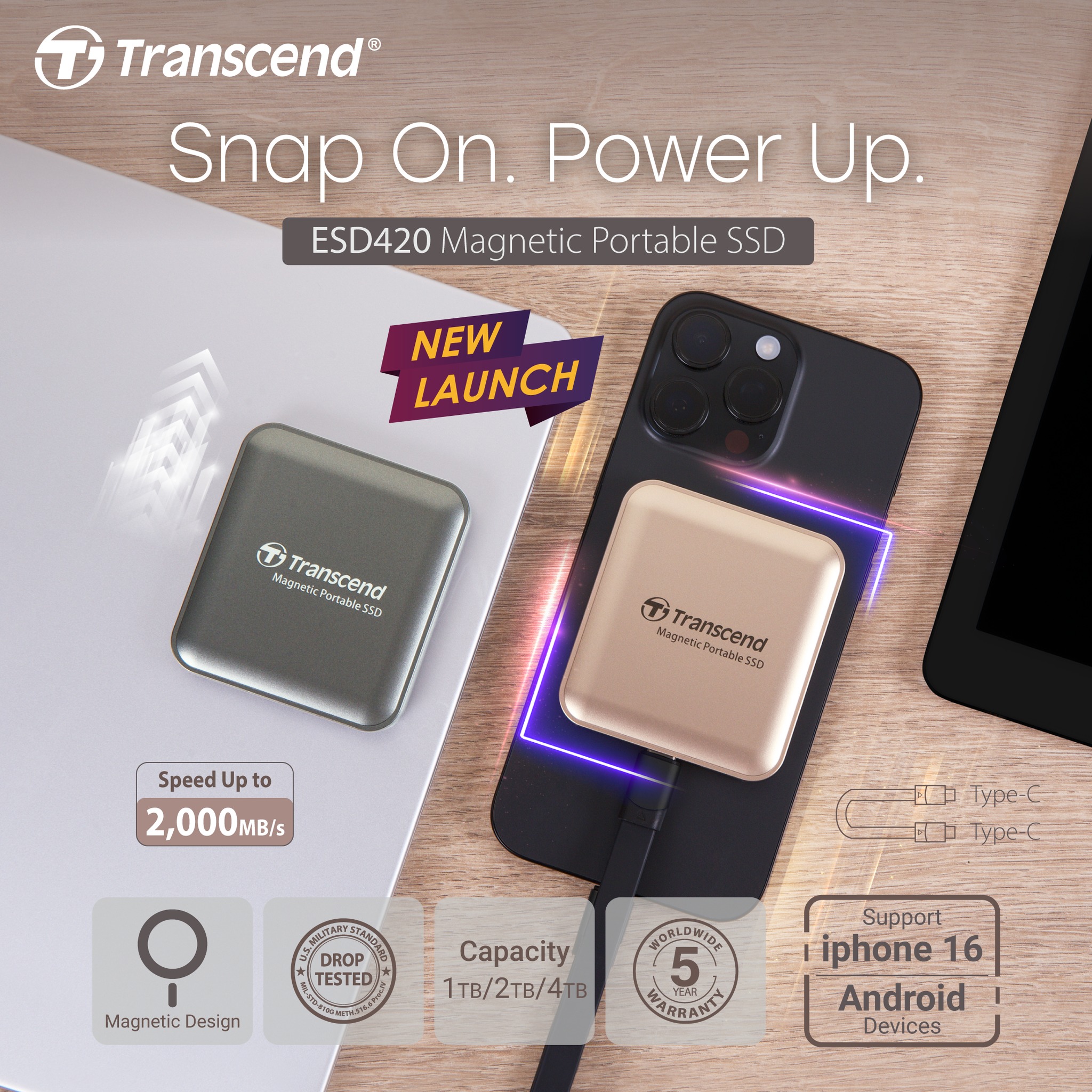 ⚡Fast. Magnetic. Elegant. The Transcend ESD420 Portable SSD 