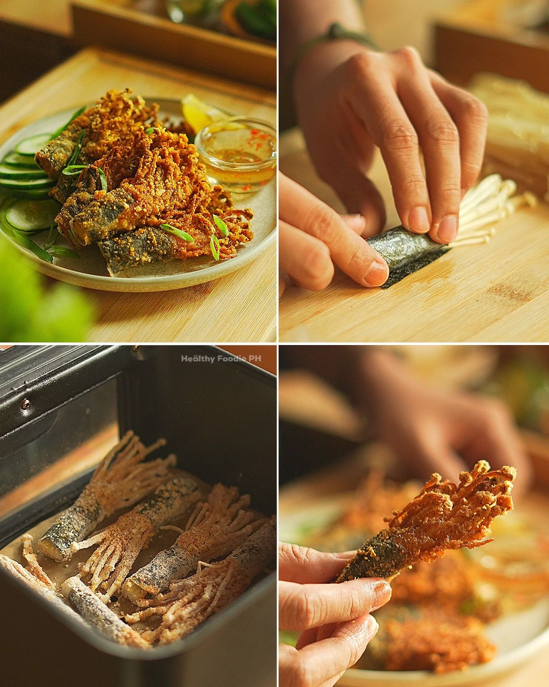 Healthy - Crispy Nori Enoki Mushrooms ⬇️ Ingredients: 250g enoki ...
