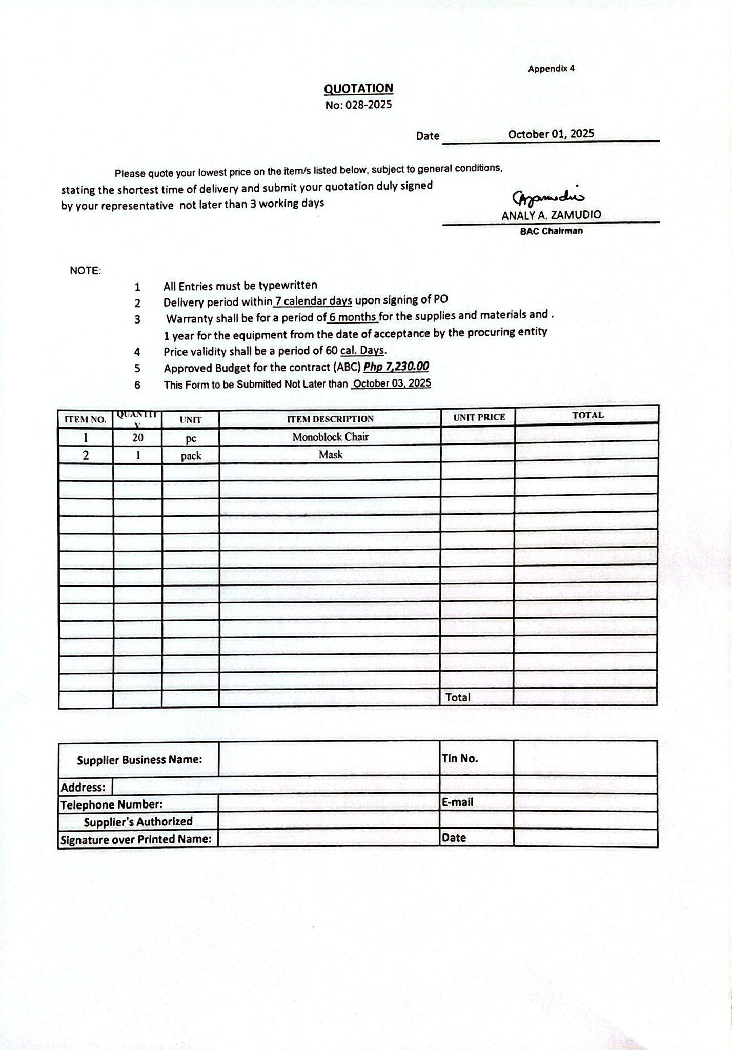 DepEd - Request for Quotation 028-2025 Requirements for Supplier: 1 ...