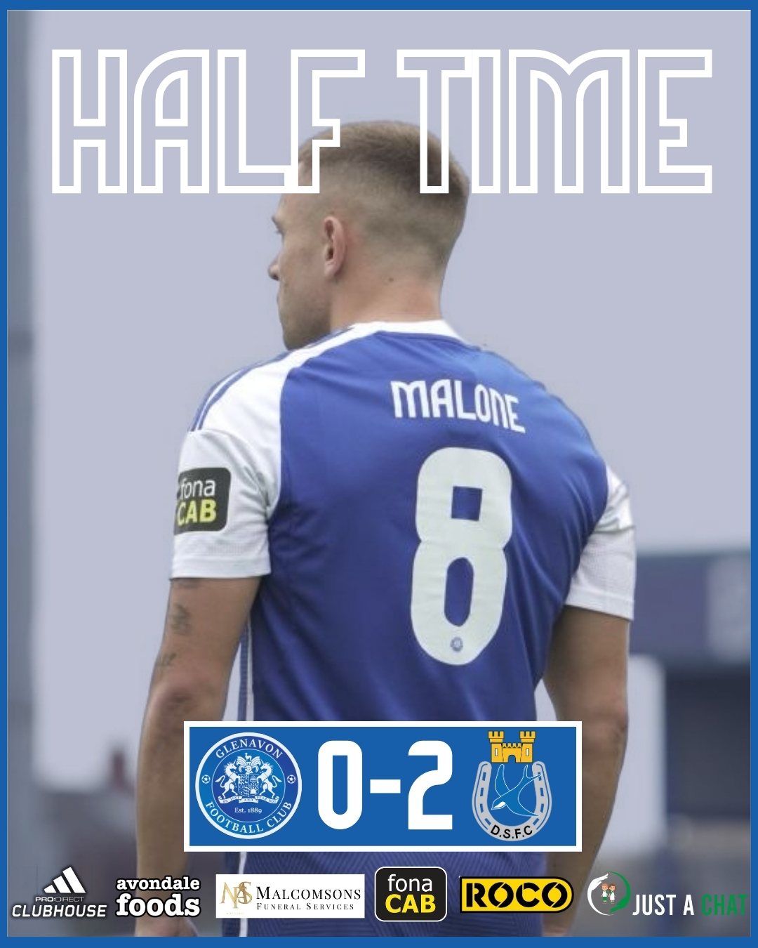 Glenavon - McClellland off early with a shoulder injury. Lowe on; Quinn ...