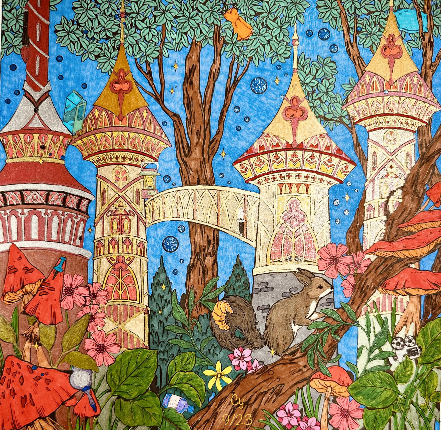 Just finished this coloring that includes hidden objects, (reminds