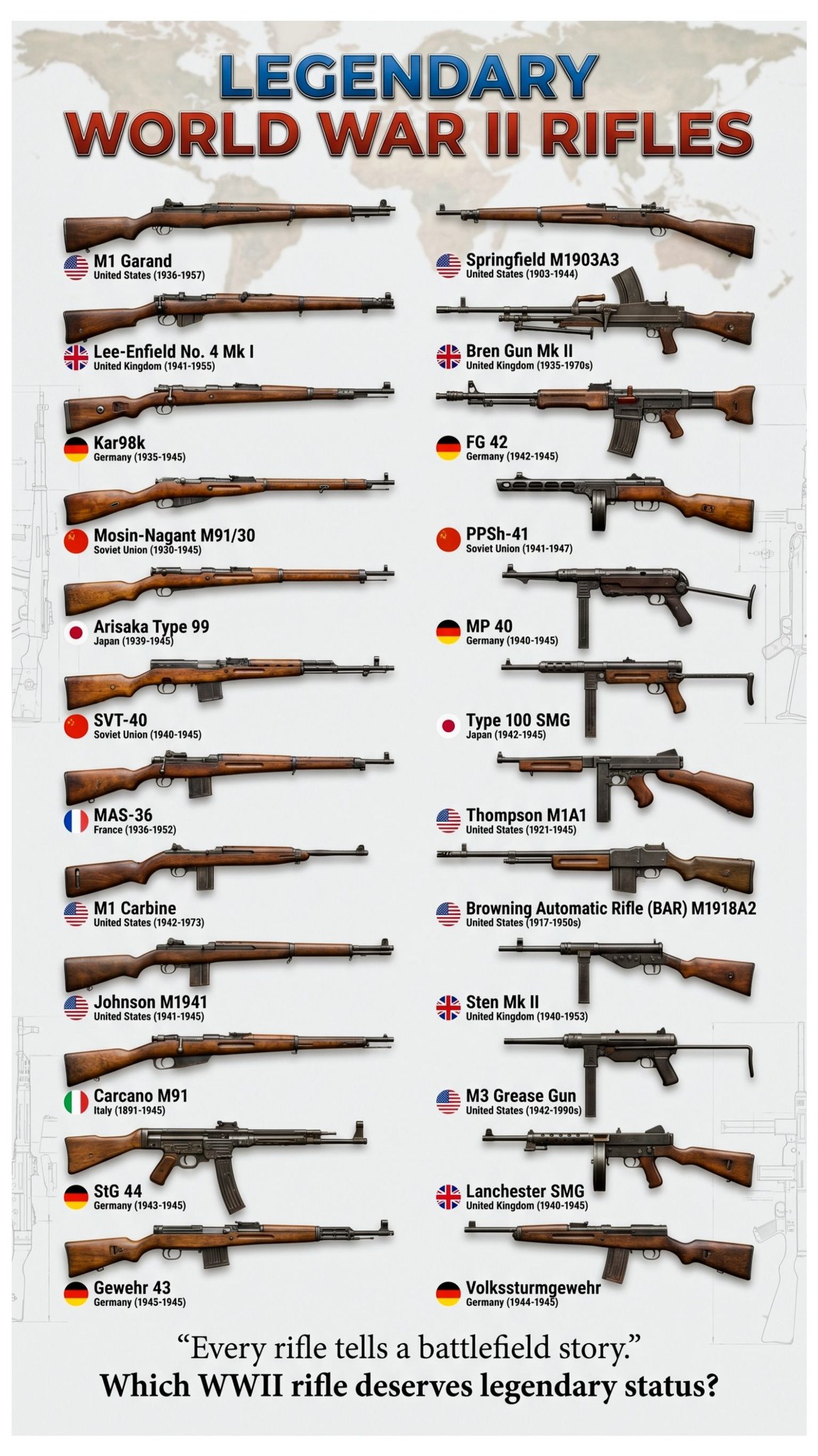 Legendary World War II Rifles and the Inventors Behind Them
