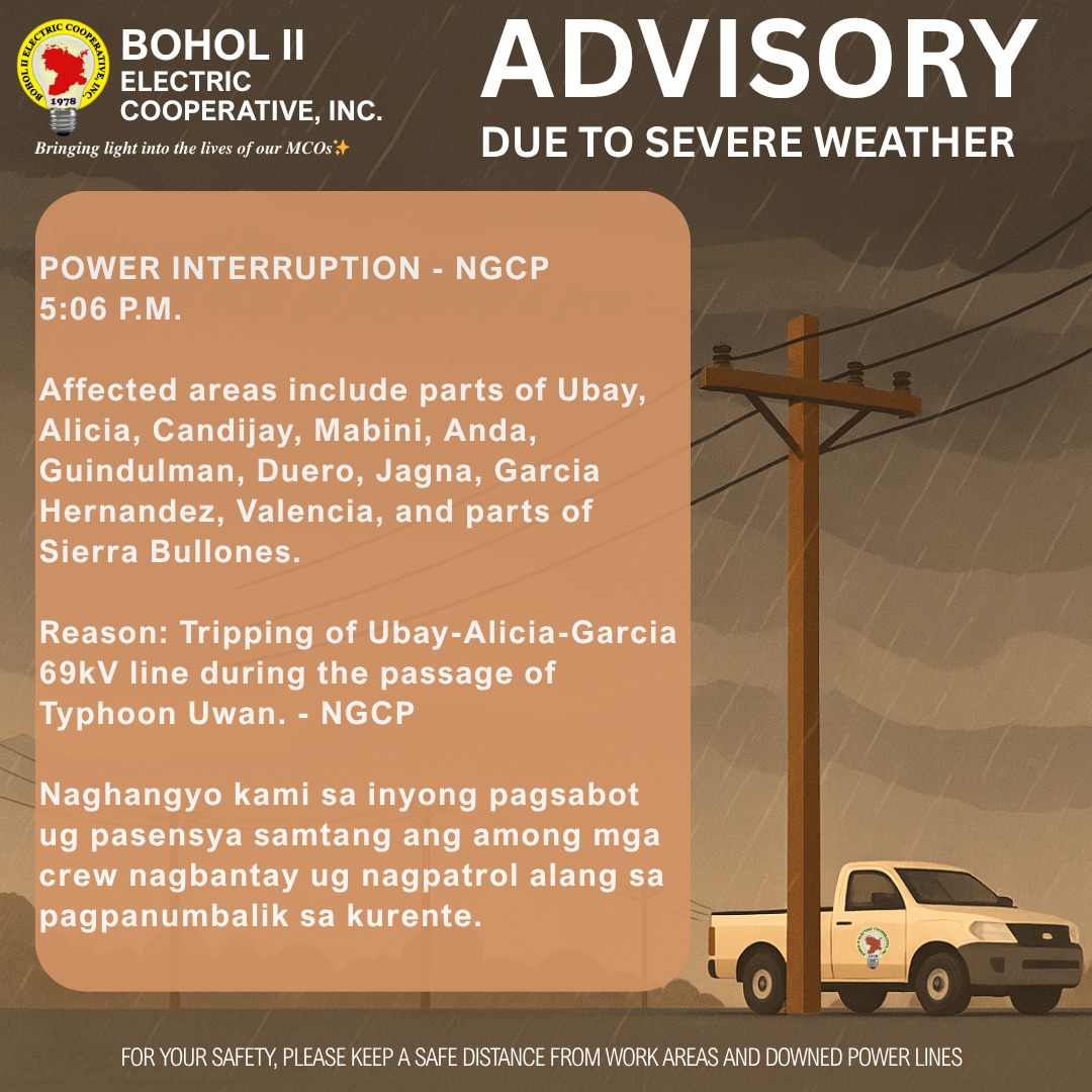 BOHECO II - ⚠️ POWER INTERRUPTION ADVISORY ⚠️ 📍 As of 5:06... | Facebook