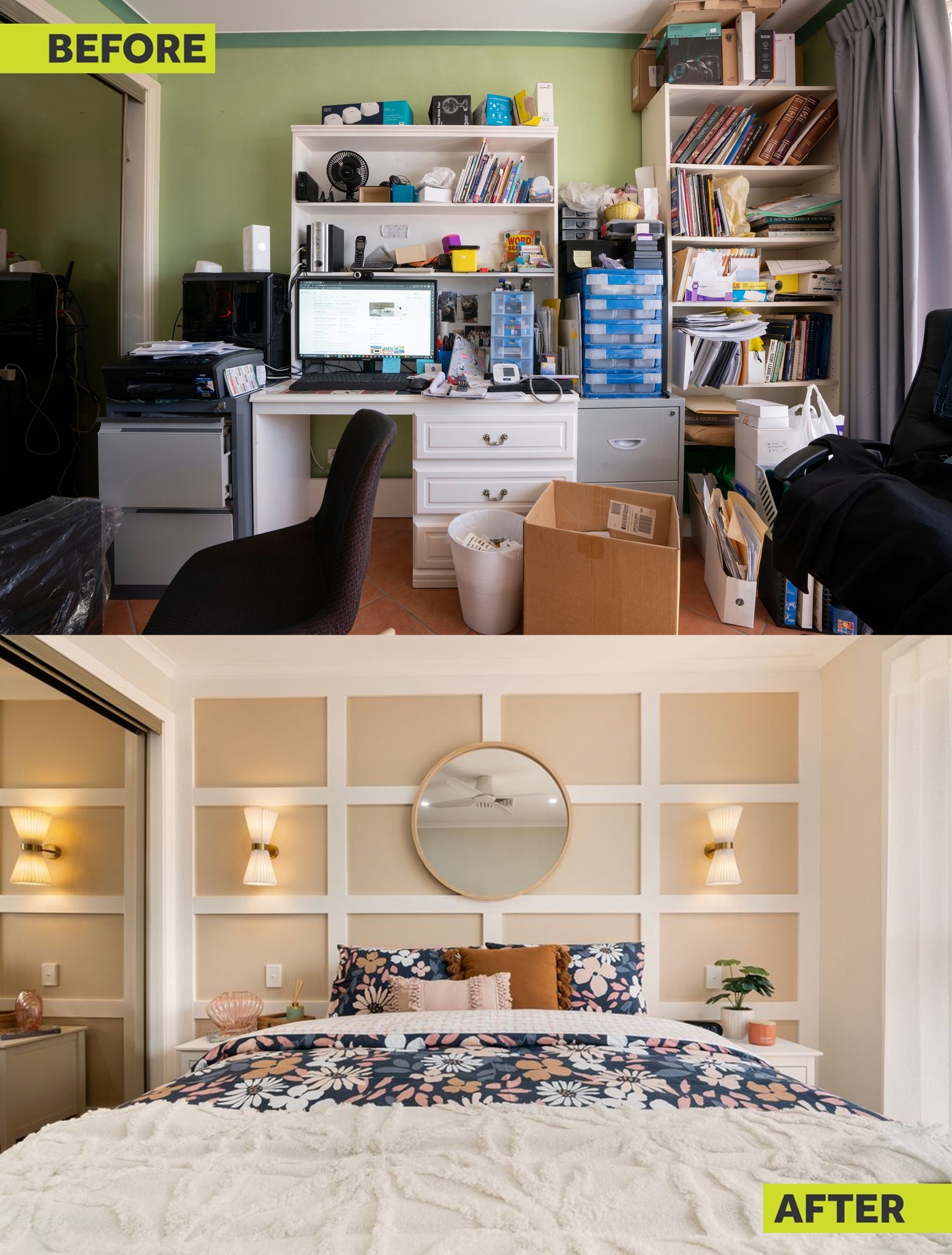 Cherie - 🏡 BEDROOM FEATURE WALL BEFORE & AFTER!🏡 Who says you need to ...