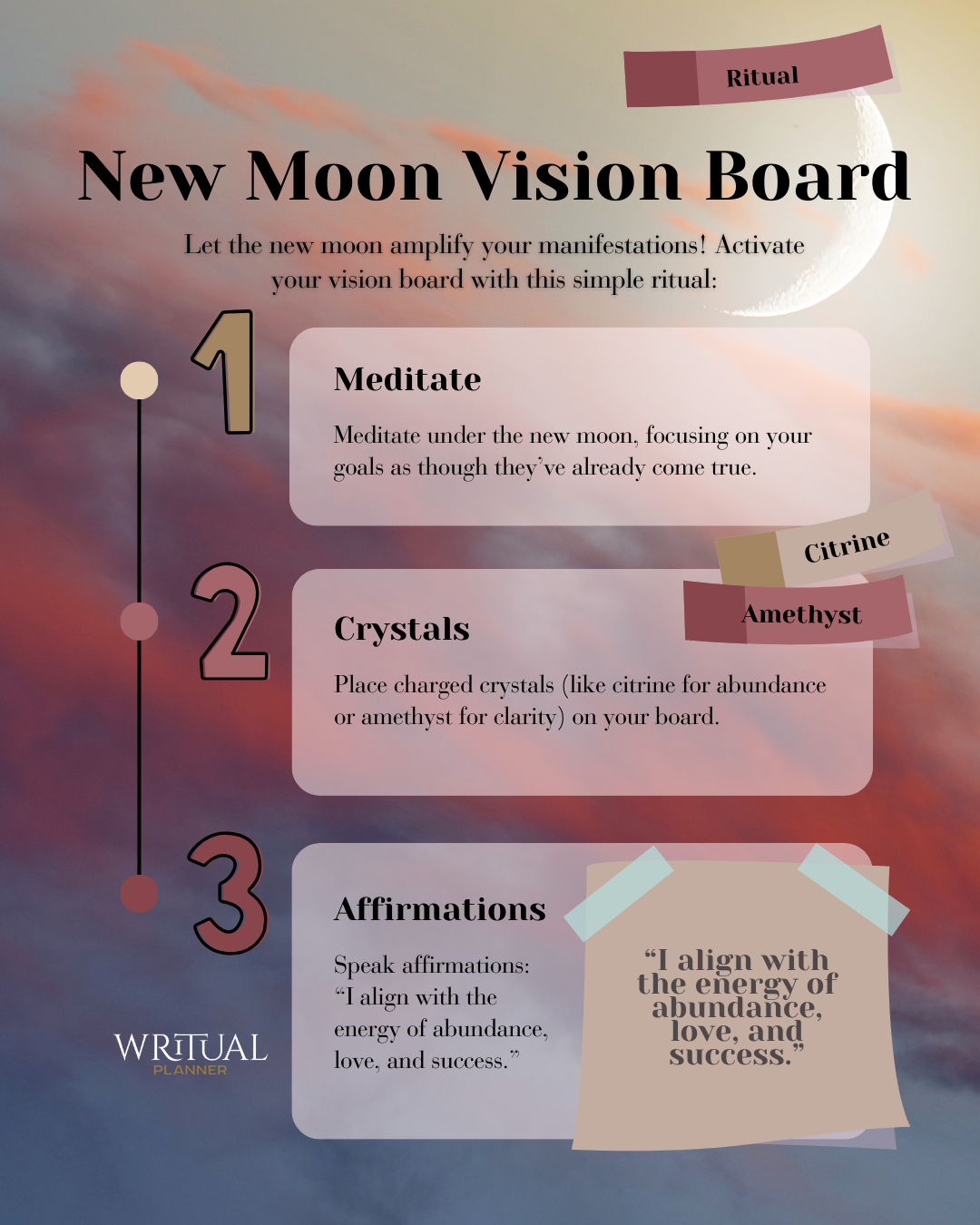 Writual - 🌑 Combine your vision board with the power of the new moon ...