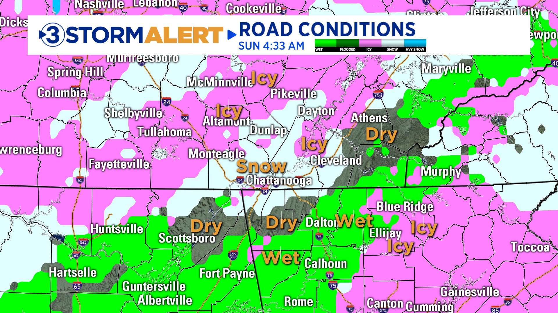 Local 3 News - CURRENT ROAD CONDITIONS: These are... | Facebook