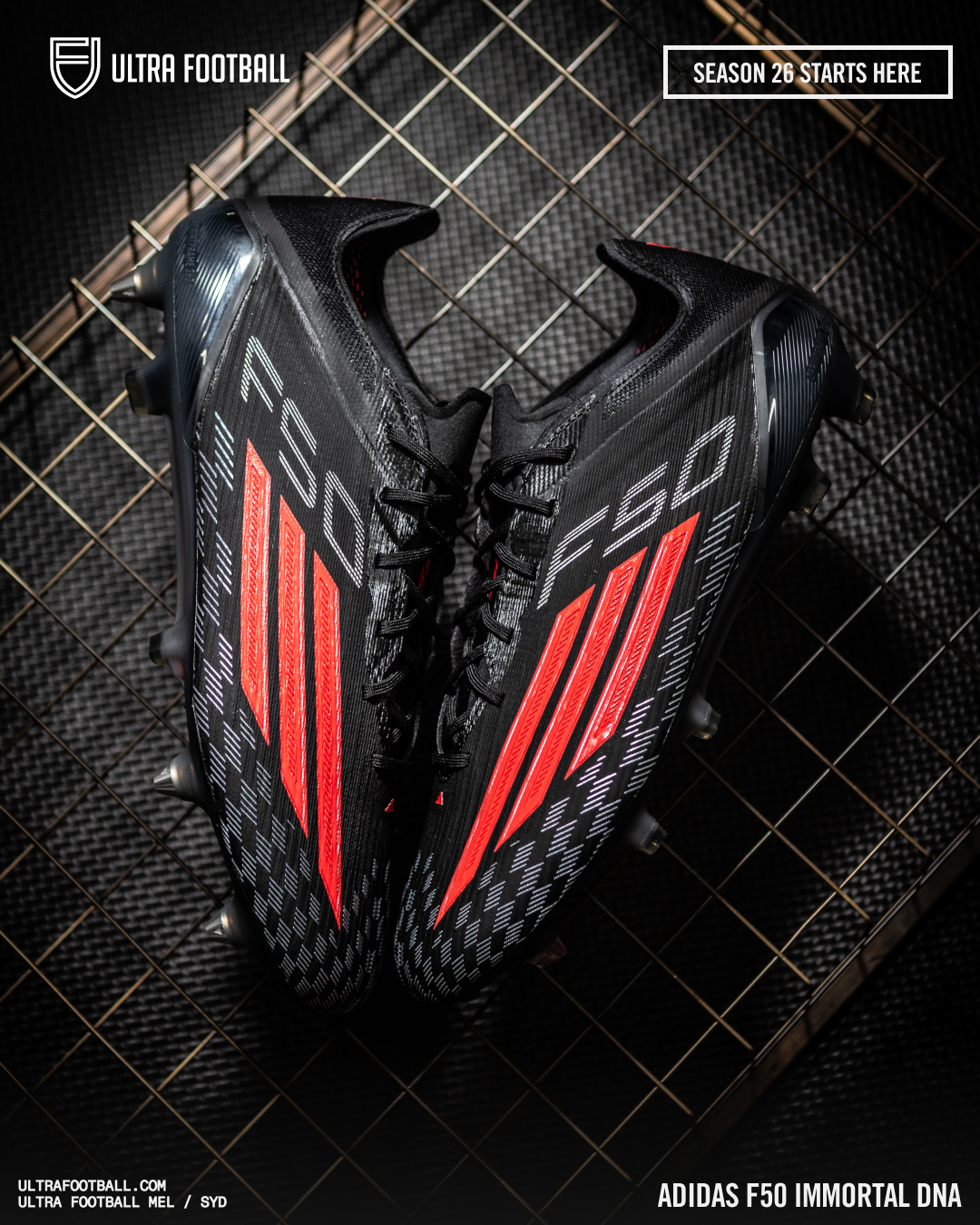 F50, back in black for Season 26 through the adidas Immortal DNA