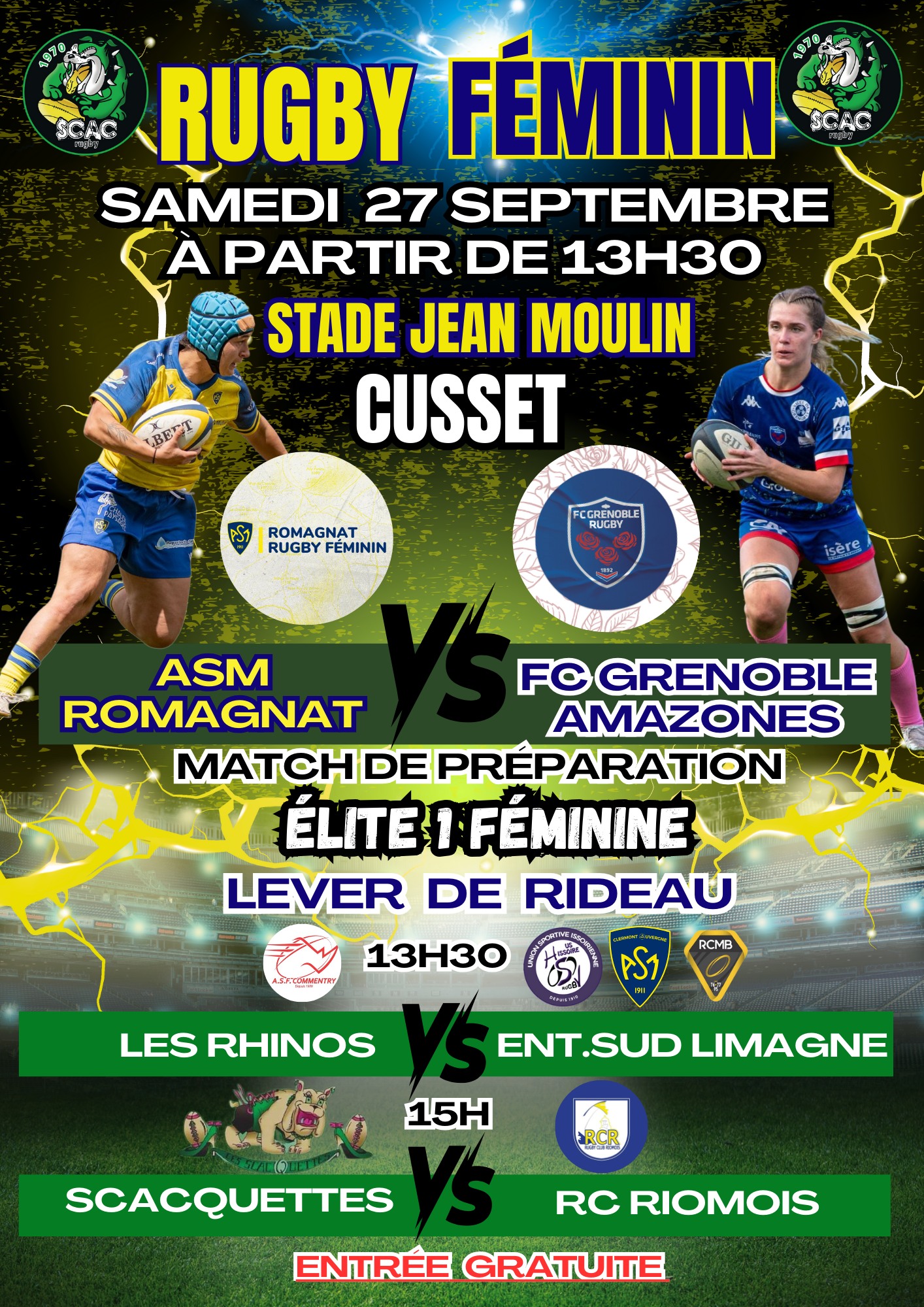 SCAC - 🩷💚🖤💚🤍🩷 📣 GRAND RENDEZ-VOUS RUGBY FÉMININ 🏉 📆 Samedi 27 septembre ...