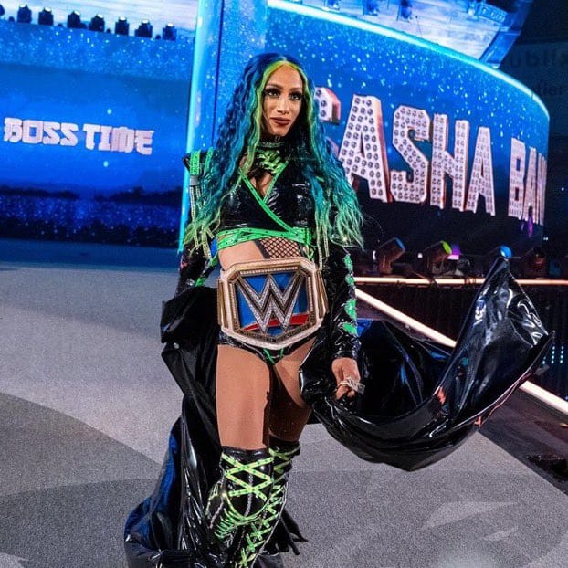 sasha banks green dress Smackdown Women's champion in her new blue & hair. #Wrestlemania37 st-maternity-gowns
