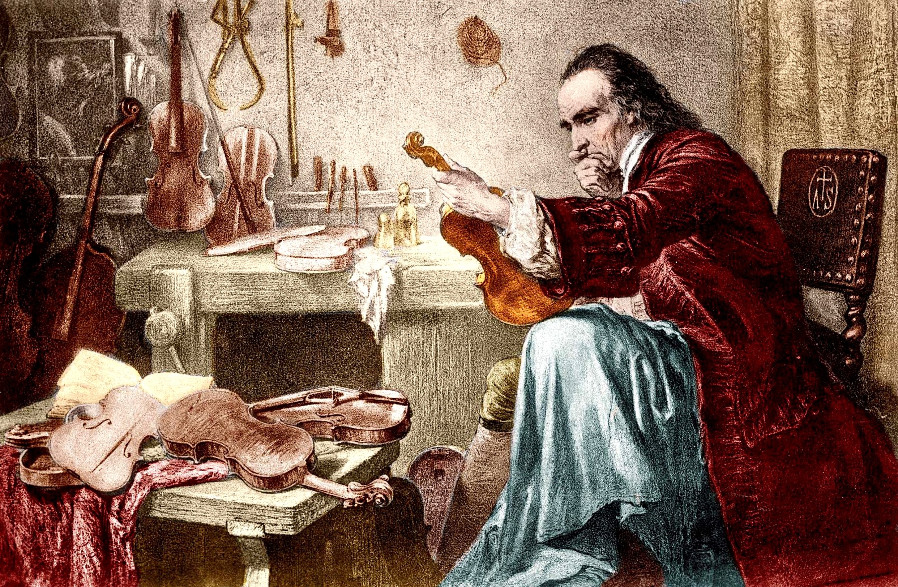 Antonio Stradivari in his Cremona workshop