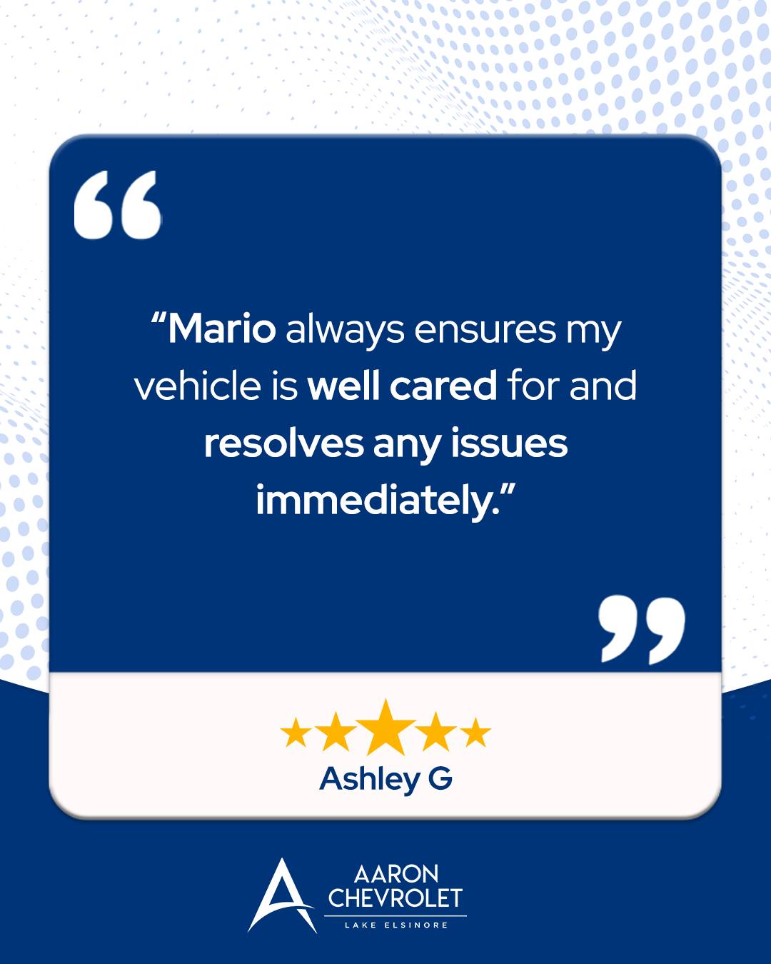 Aaron Chevrolet - Thank you, Ashley! Mario is glad your... | Facebook