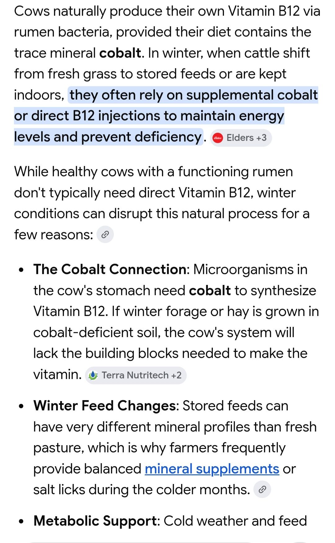 Are cows fed B12 supplements or do they get it from plants?