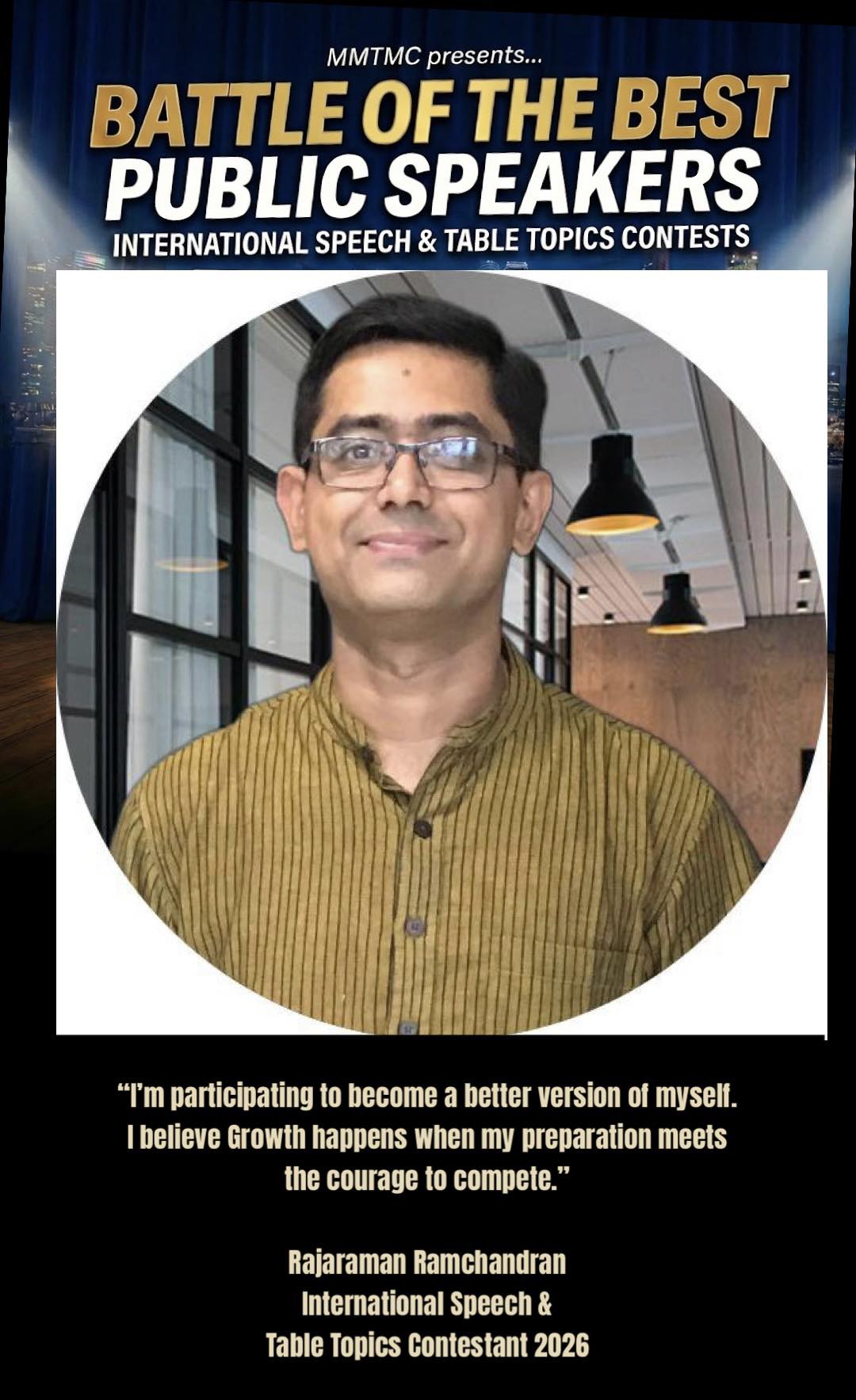 Money - 🔥Meet our eighth line up of MMTMC Contestant Rajaraman ...