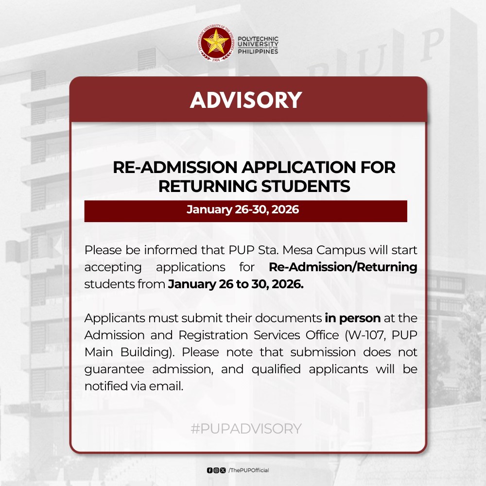 Polytechnic - #PUPAdvisory | PUP Sta. Mesa Campus will start accepting ...
