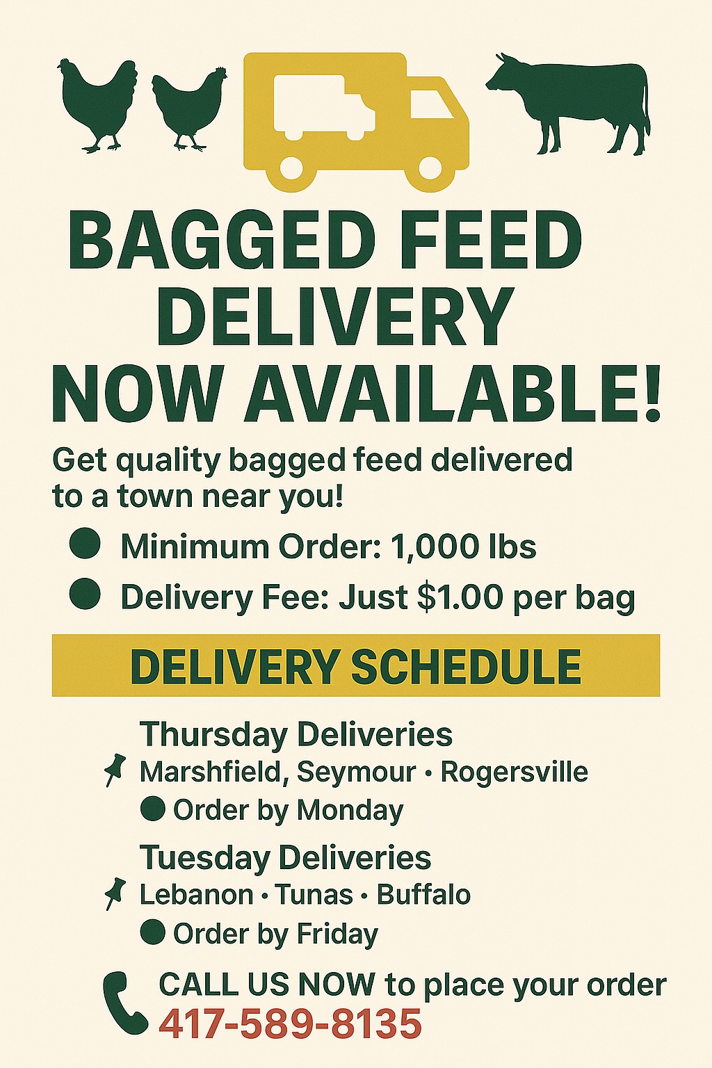🚛🐄 BAGGED FEED DELIVERY NOW... - Letterman Feed, Inc. | Facebook