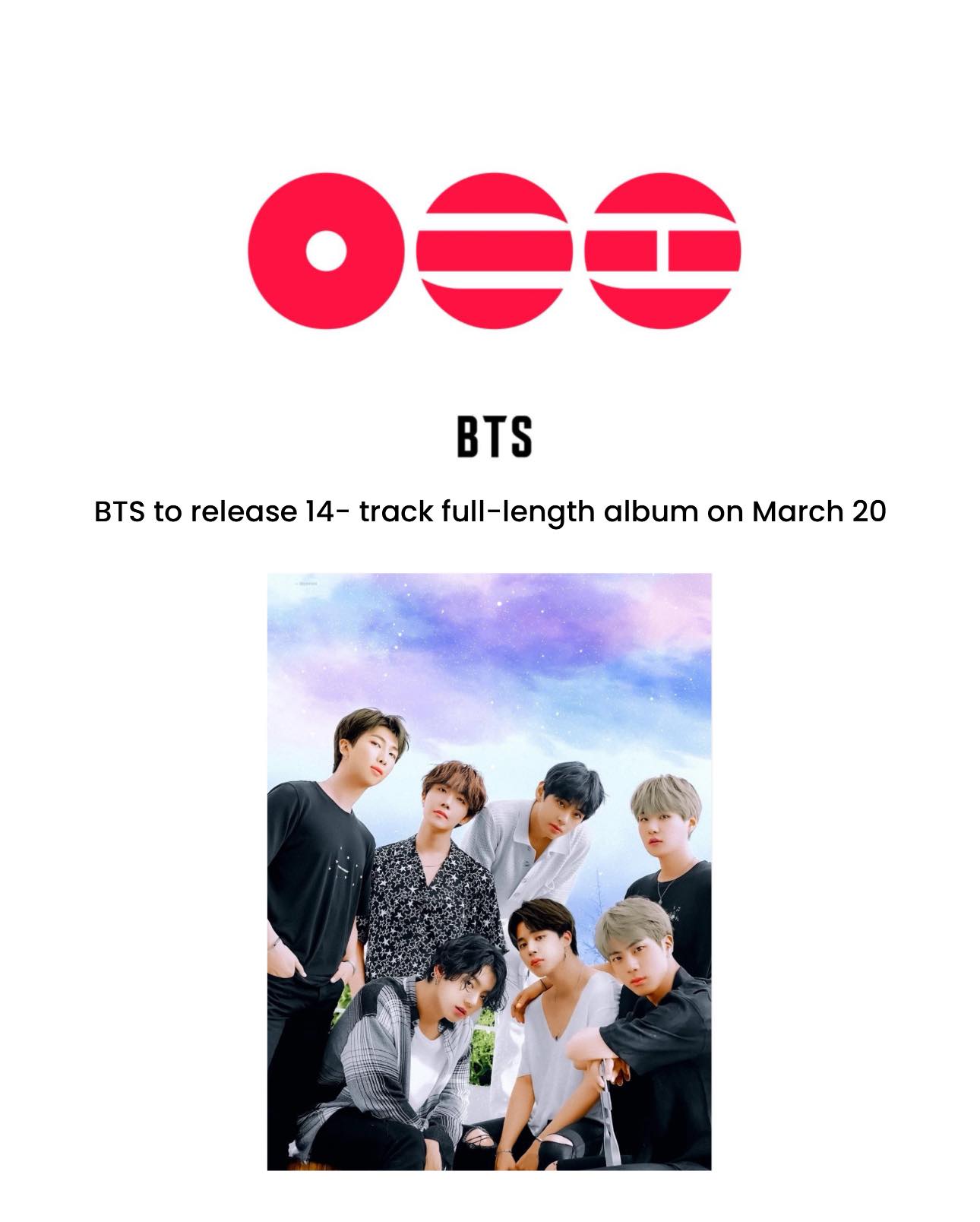 K-Pop sensation BTS to return with new album on March 20 Click the
