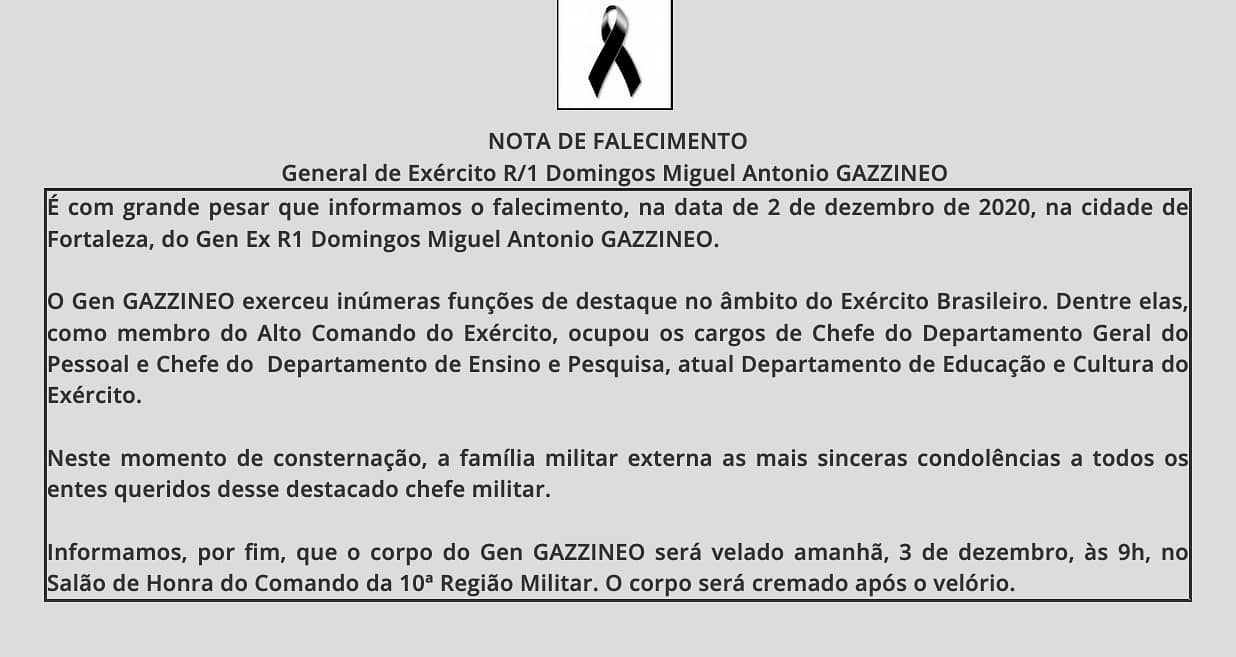 7ª Brigada de Infantaria Motorizada - NOTA DE FALECIMENTO - General de ...