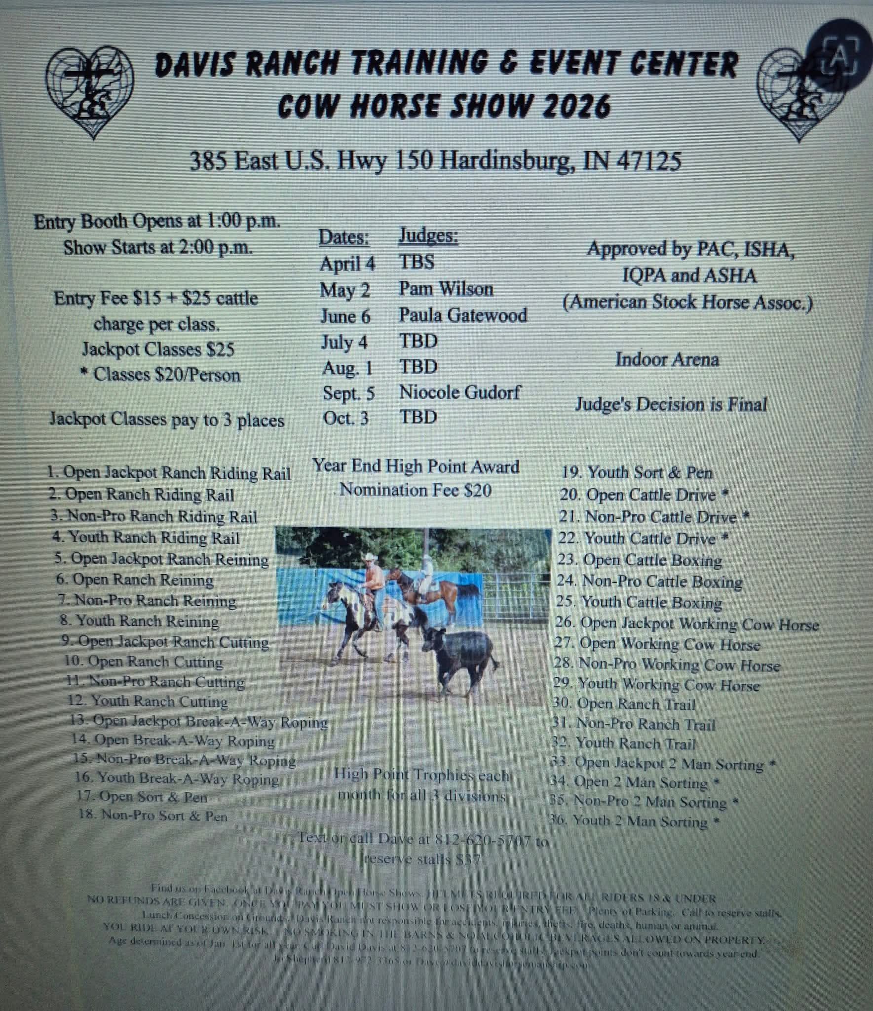 Davis Ranch Open Horse Shows | Hardinsburg IN