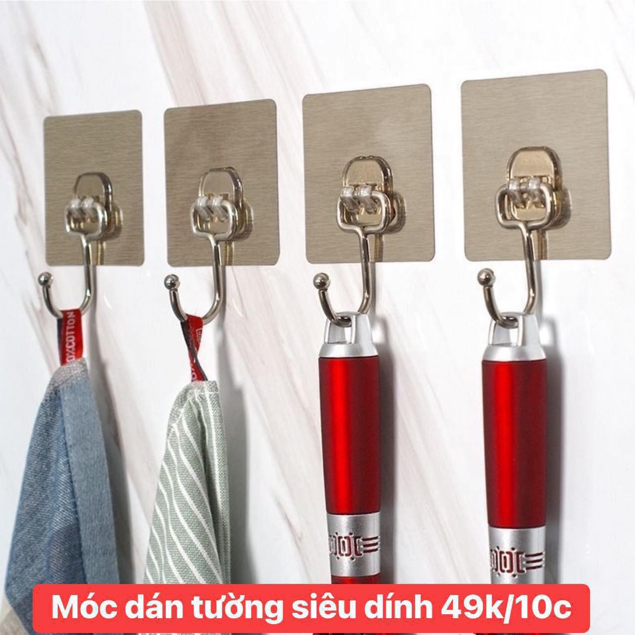 Mê - Móc dán tường inox #49k/10 miếng - Móc dán siêu dính, siêu chắc ...