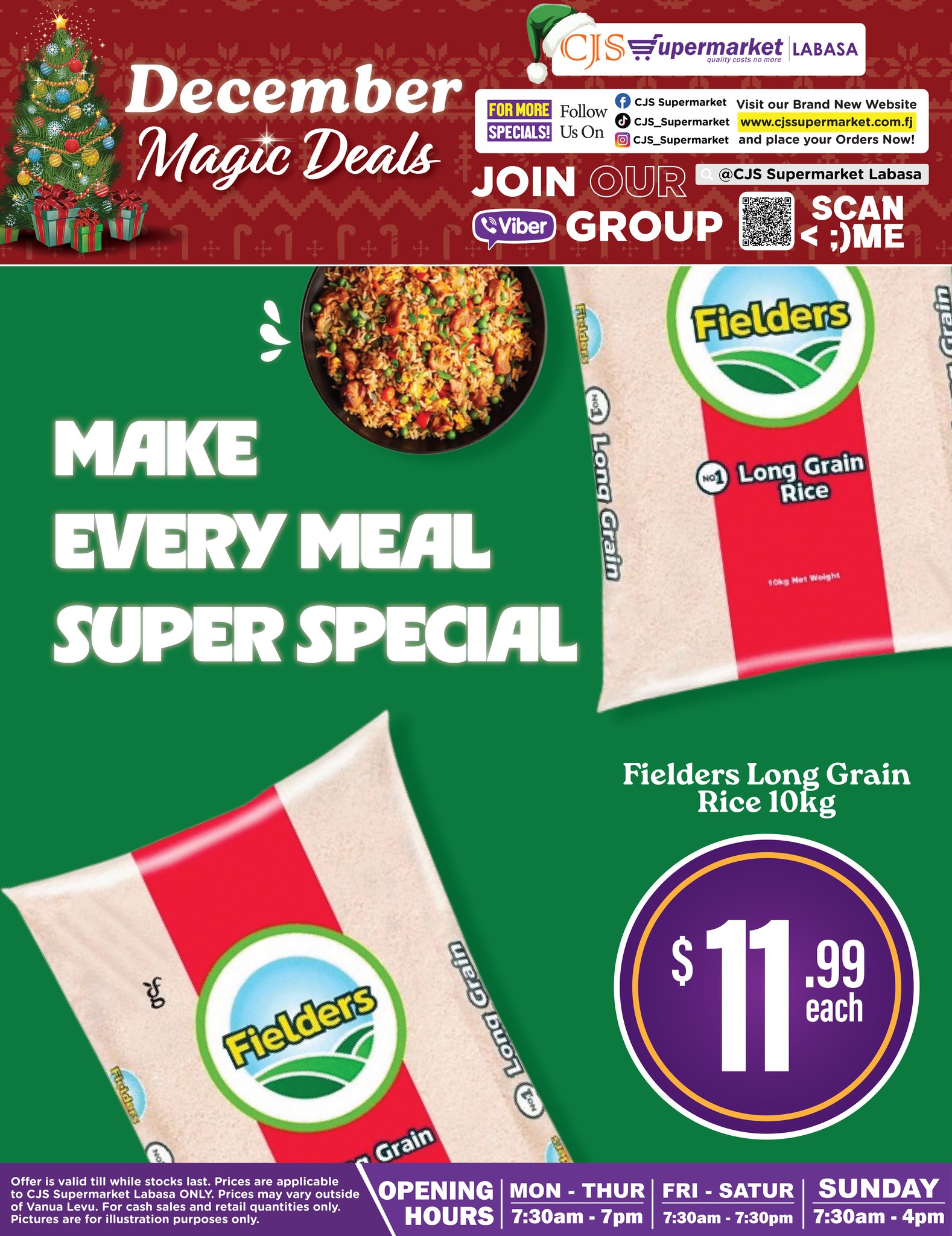 CJS - Fielders Long Grain Rice 10kg for $11.99 each. Valid till stocks ...