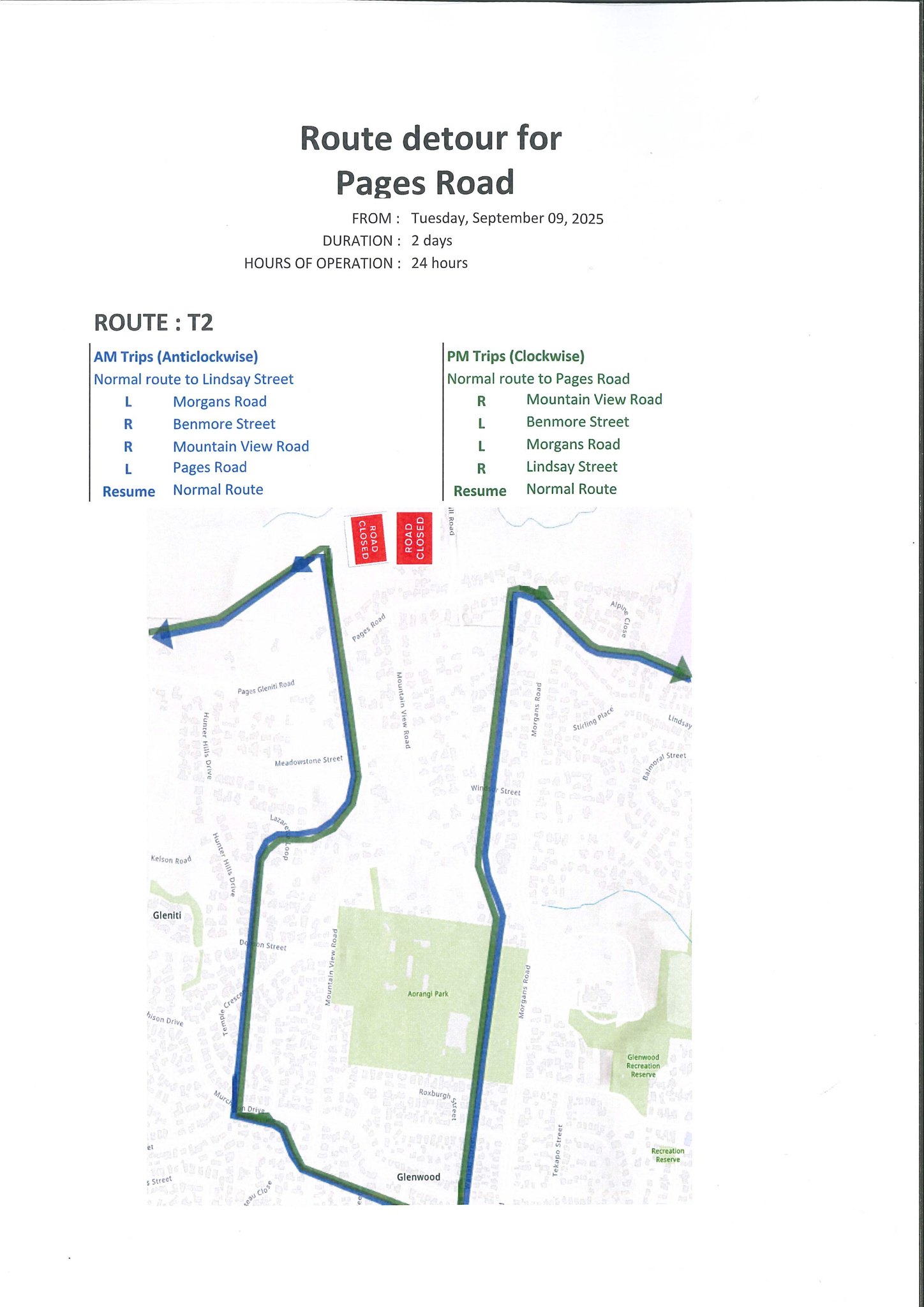 Roncalli - There will be a route detour for two days from next Tuesday ...