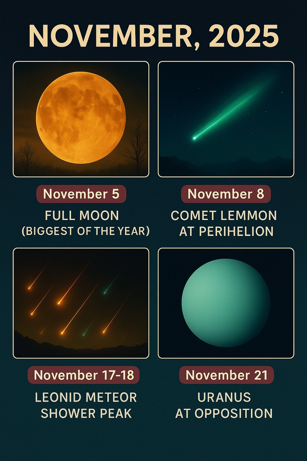 Indian - Astronomical events in November 2025 shown in your image ...