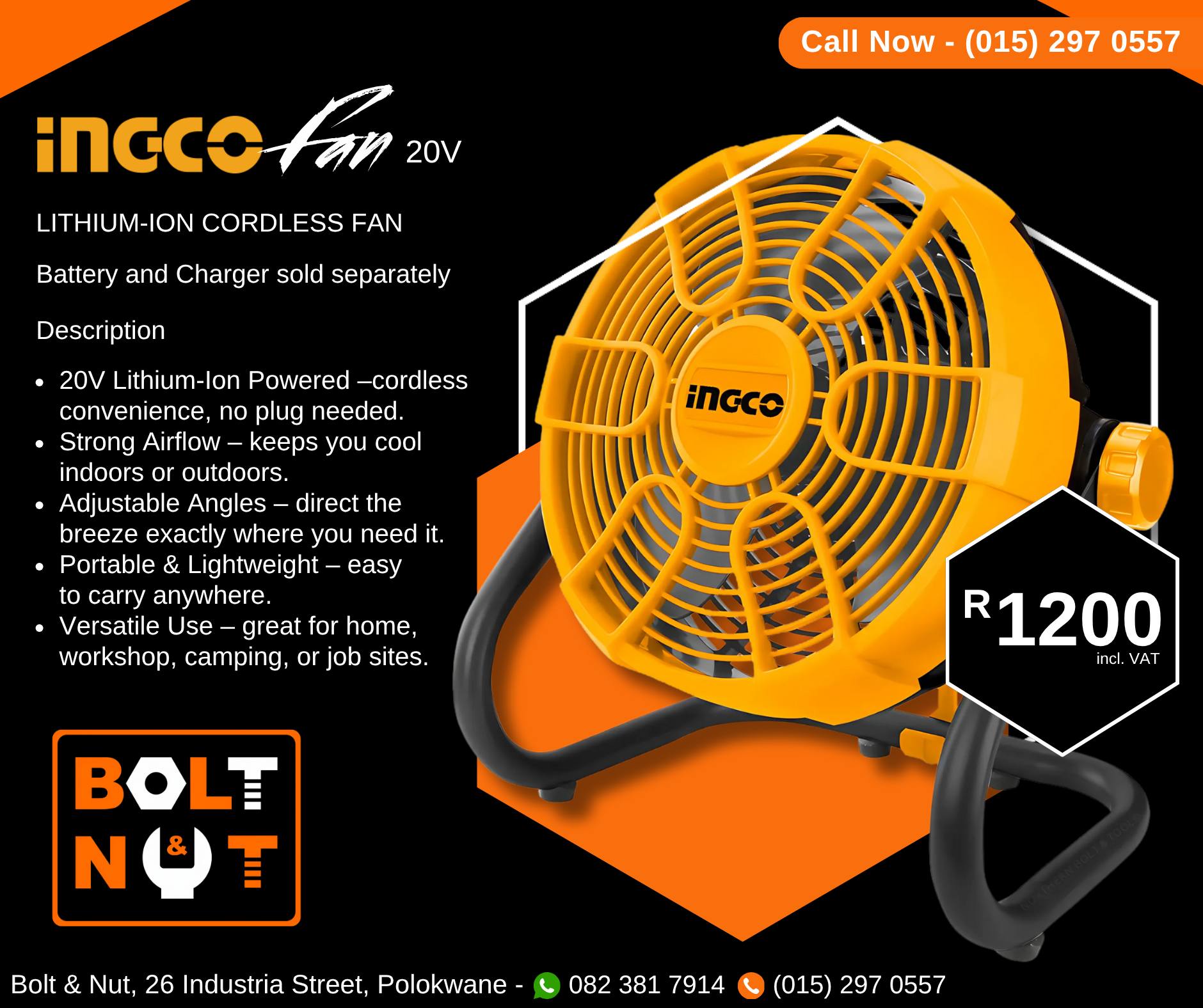 Bolt - 🌬️🔋 Stay cool anywhere, anytime! 🔋🌬️ The INGCO CFALI2002 Lithium ...