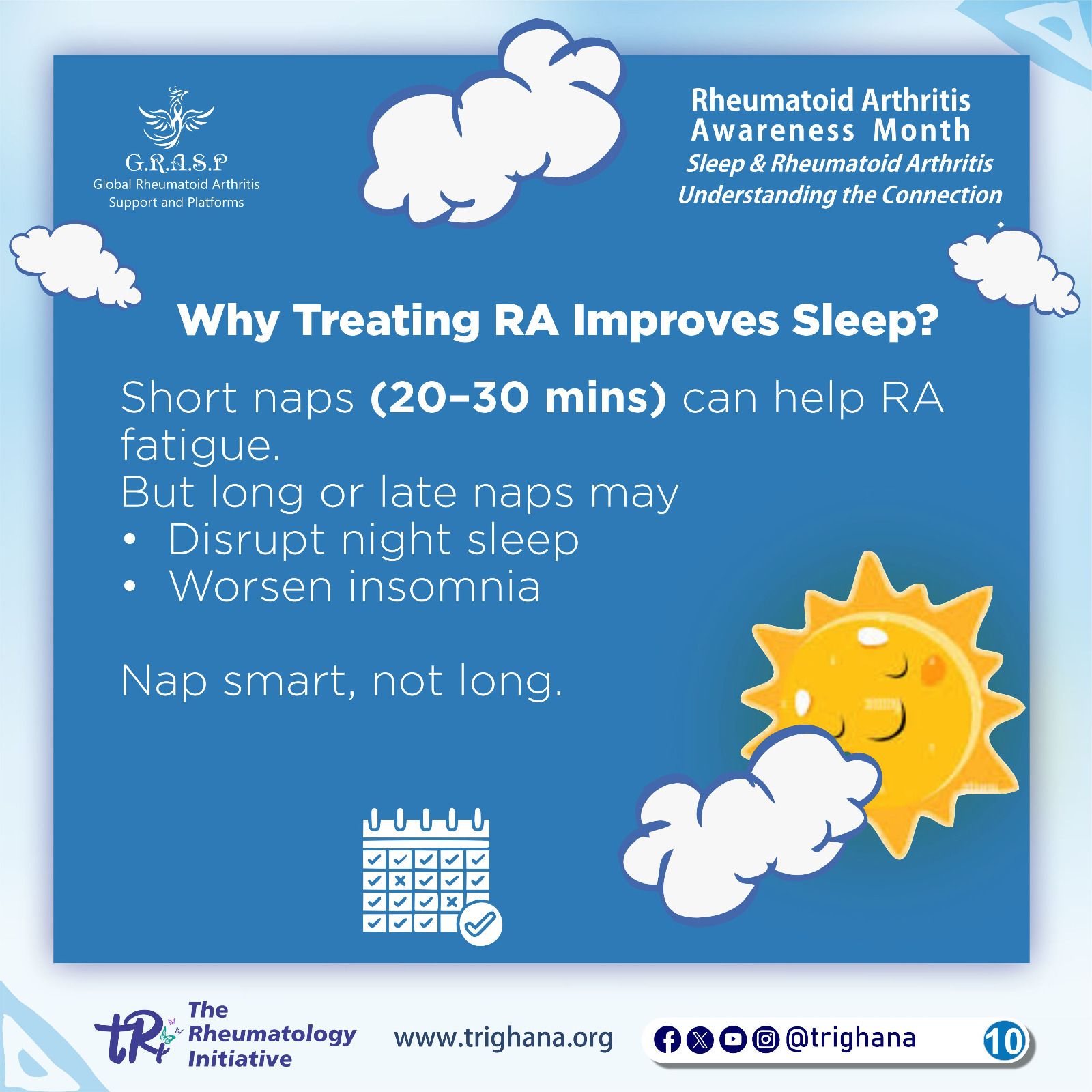 Short naps (20-30 mins) can help RA fatigue, but long or late naps may ...