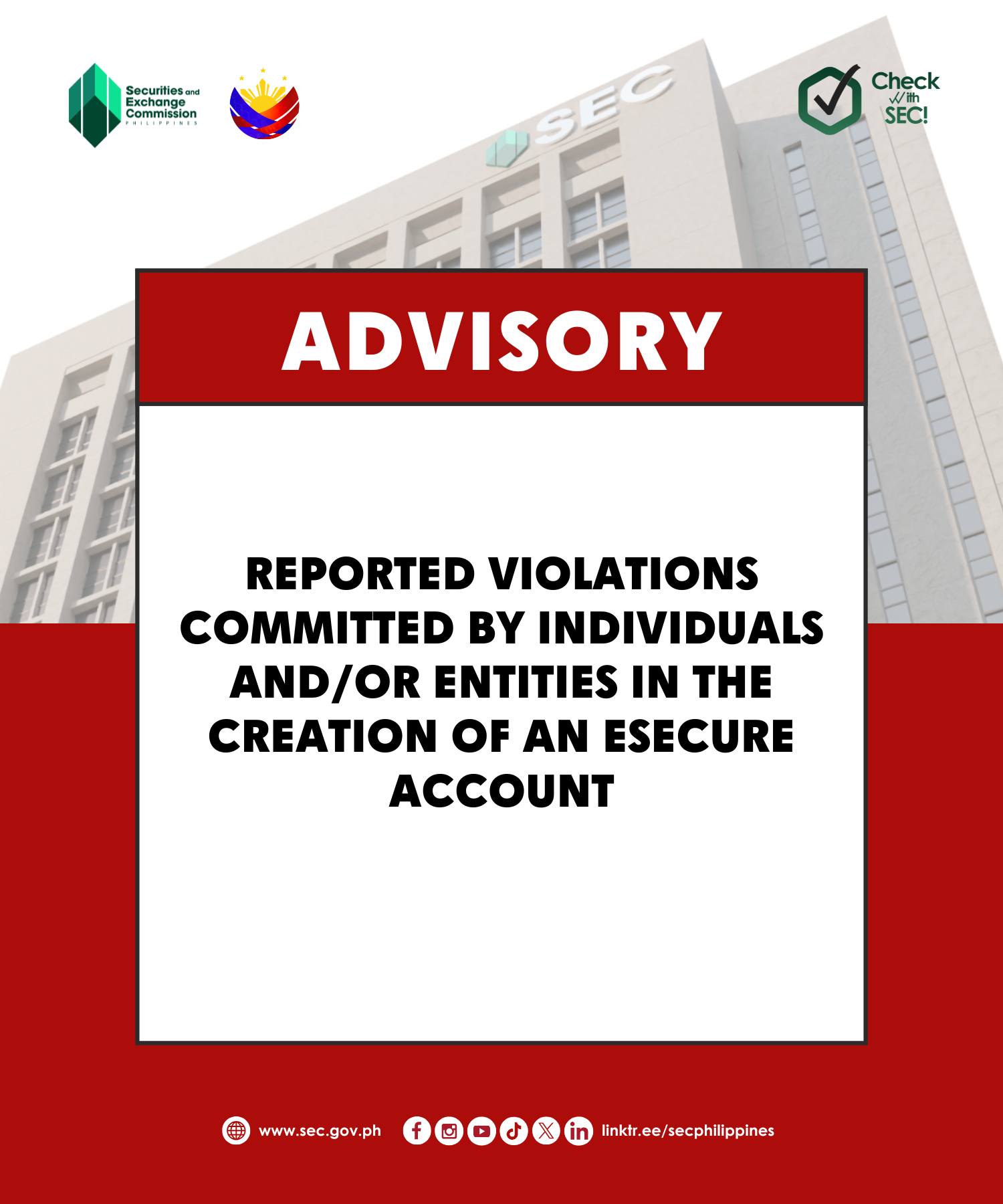Securities - ⚠️ 𝗔𝗗𝗩𝗜𝗦𝗢𝗥𝗬: 𝗥𝗘𝗣𝗢𝗥𝗧𝗘𝗗 𝗩𝗜𝗢𝗟𝗔𝗧𝗜𝗢𝗡𝗦 𝗖𝗢𝗠𝗠𝗜𝗧𝗧𝗘𝗗 𝗕𝗬 𝗜𝗡𝗗𝗜𝗩𝗜𝗗𝗨𝗔𝗟𝗦 ...