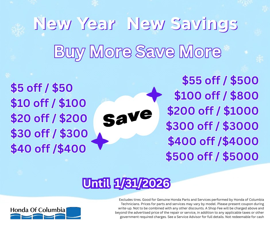 Honda - New Year, New Savings at Honda of Columbia! ️ 🏎️ Kick off 2026 ...