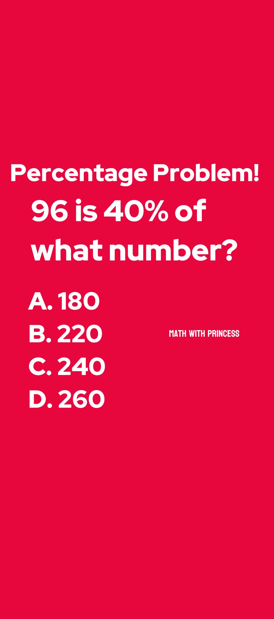 Percentage Problem!... - Math with Princess | Facebook