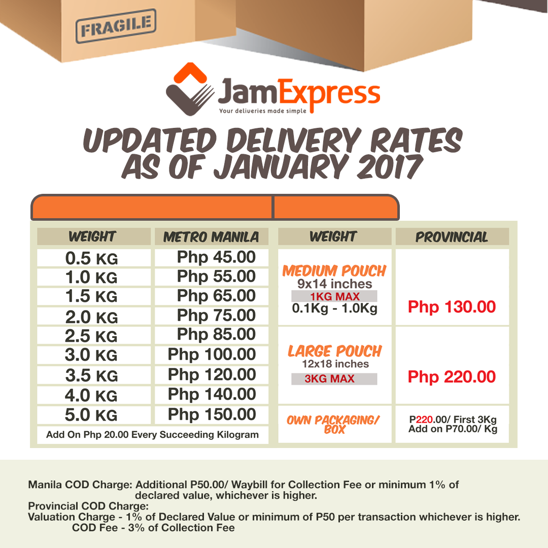 My Jam Express - Regular, non-COD delivery rates below.... | Facebook