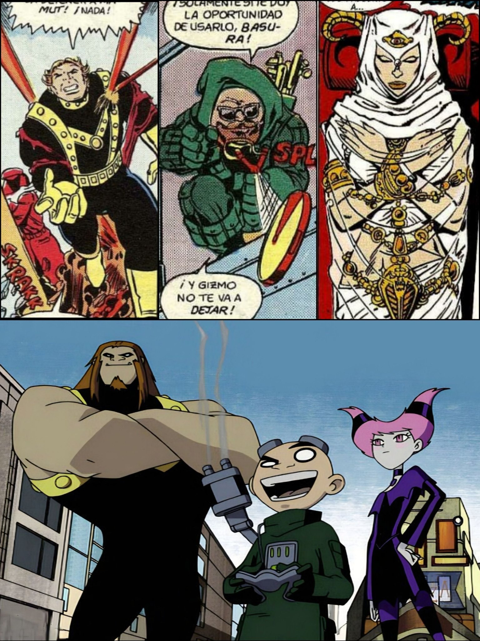 Mamut, Gizmo y Jinx en los comics y en la serie animada de los