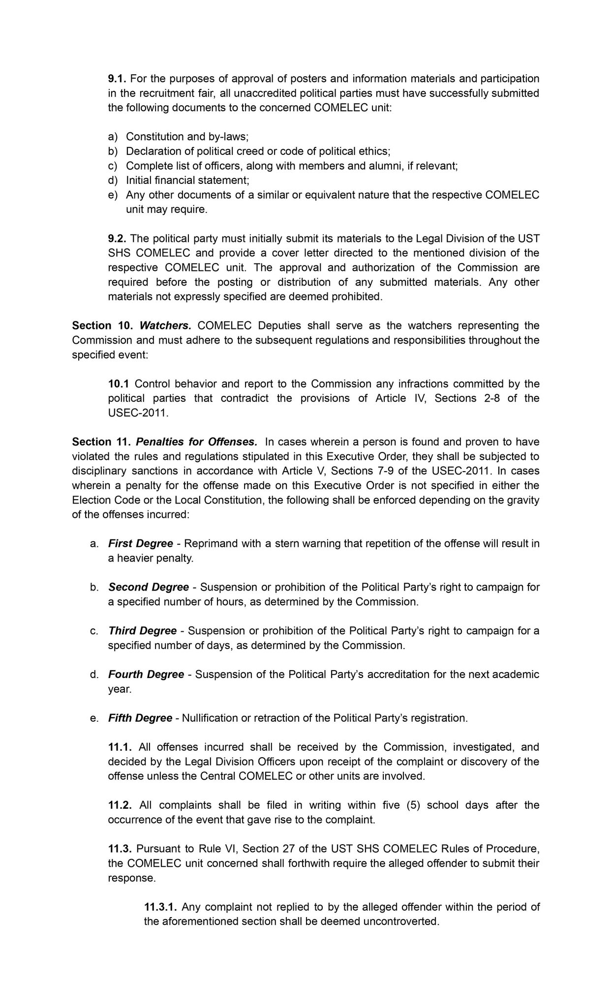 UST SHS Commission on... - UST SHS Commission on Elections