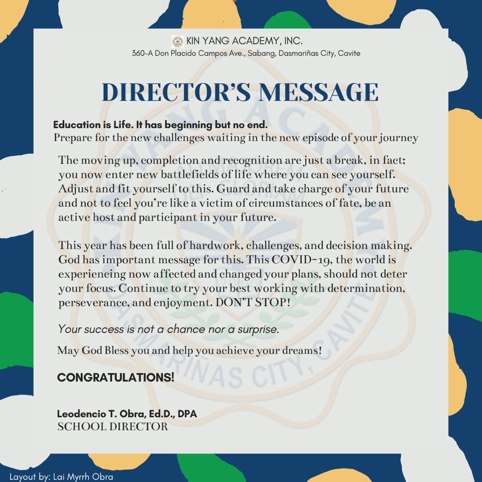 [READ:] Official message of the... - Kin Yang Academy, Inc. | Facebook