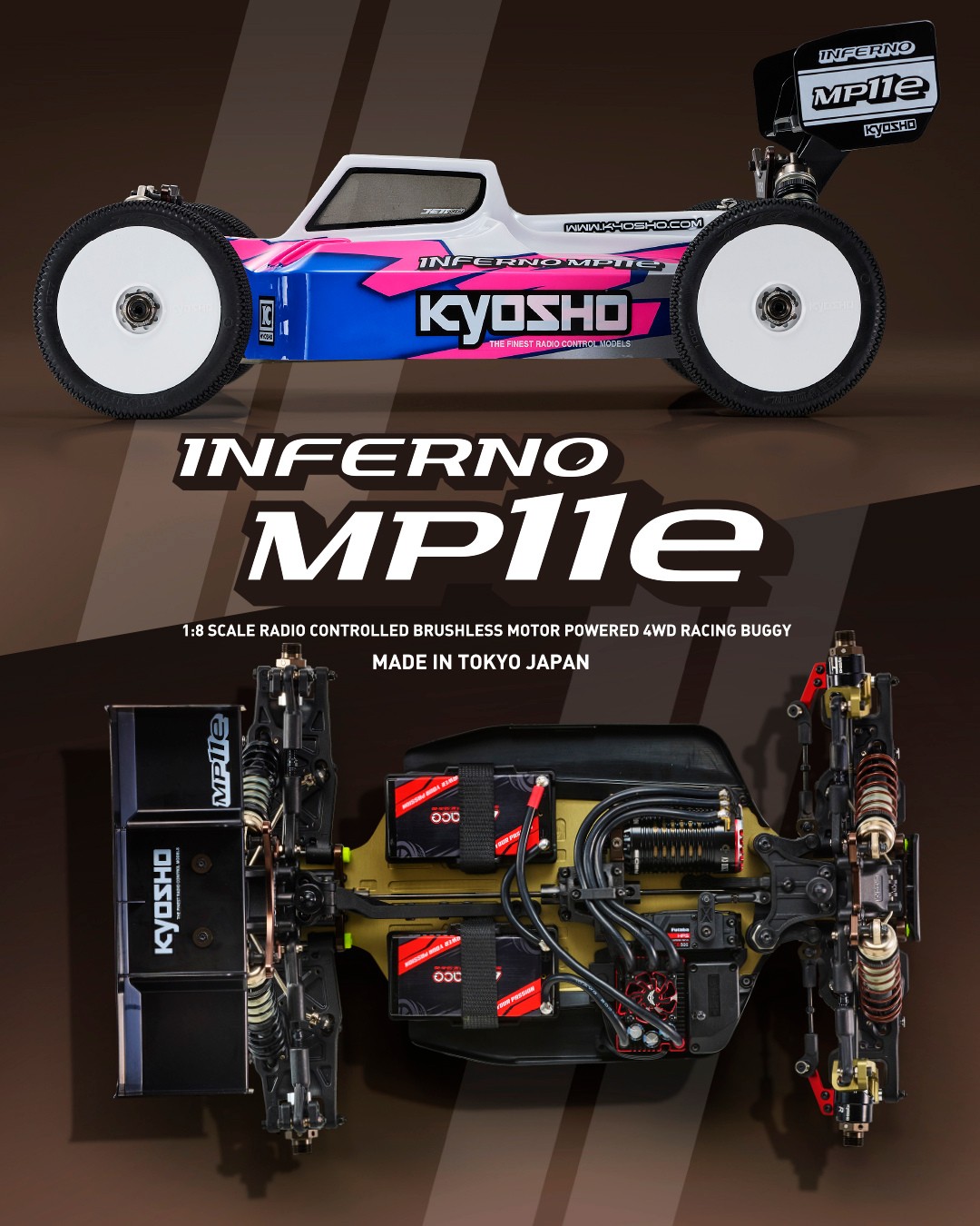 Kyosho Inferno MP11e 1/8 scale RC buggy features and details
