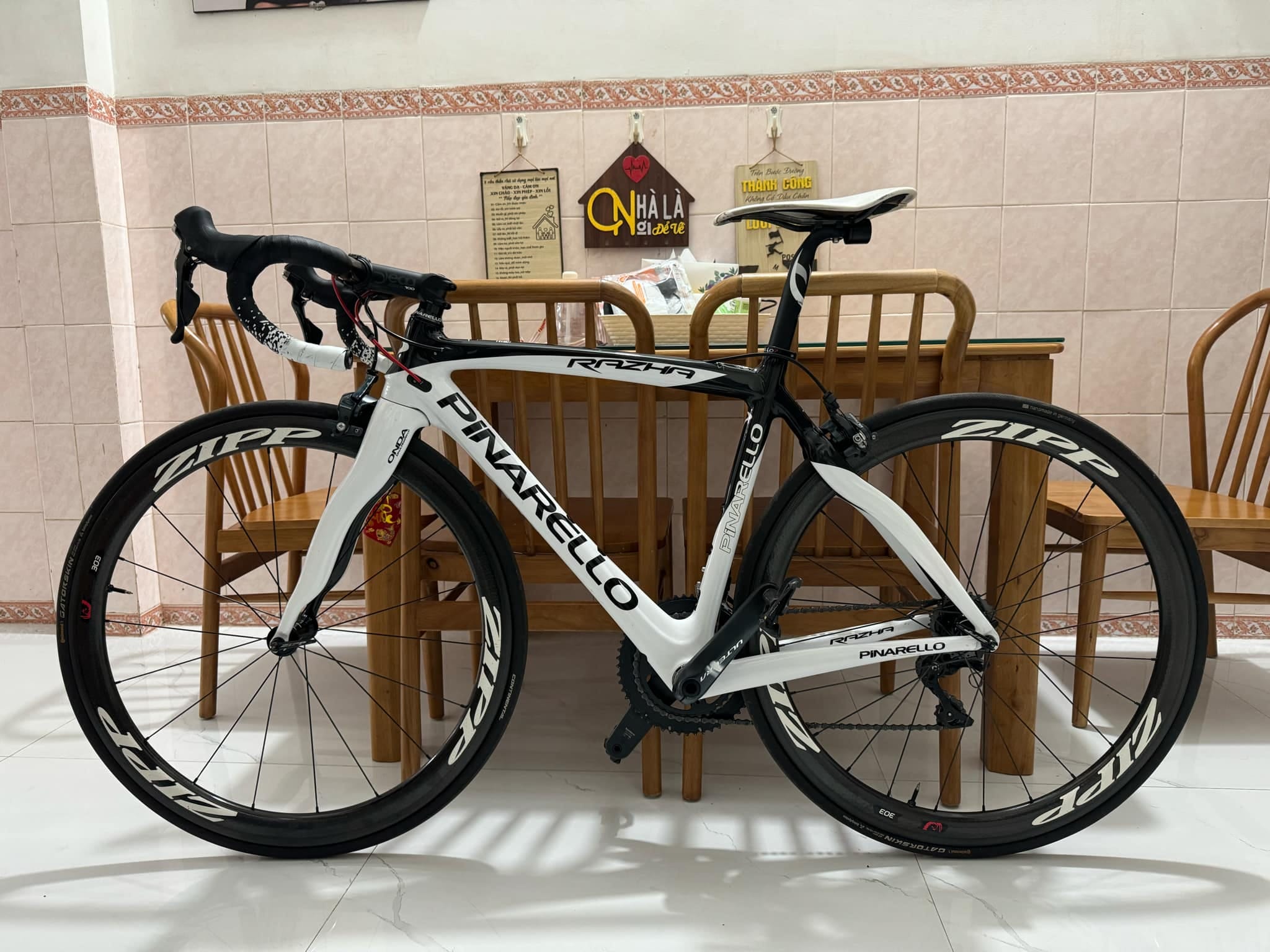 The Pinarello RAZHA is a full carbon frame, perfect for long