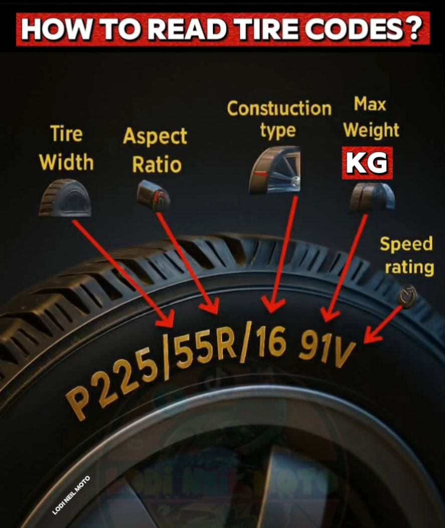 Lodi - How To Read Tire Codes? The tire code P225/55R16 91V can be ...
