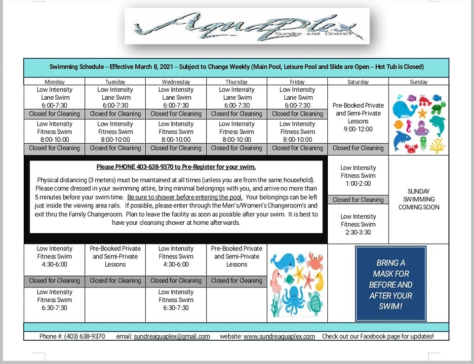 Sundre Aquaplex - Pool schedule starting Monday :) Must... | Facebook