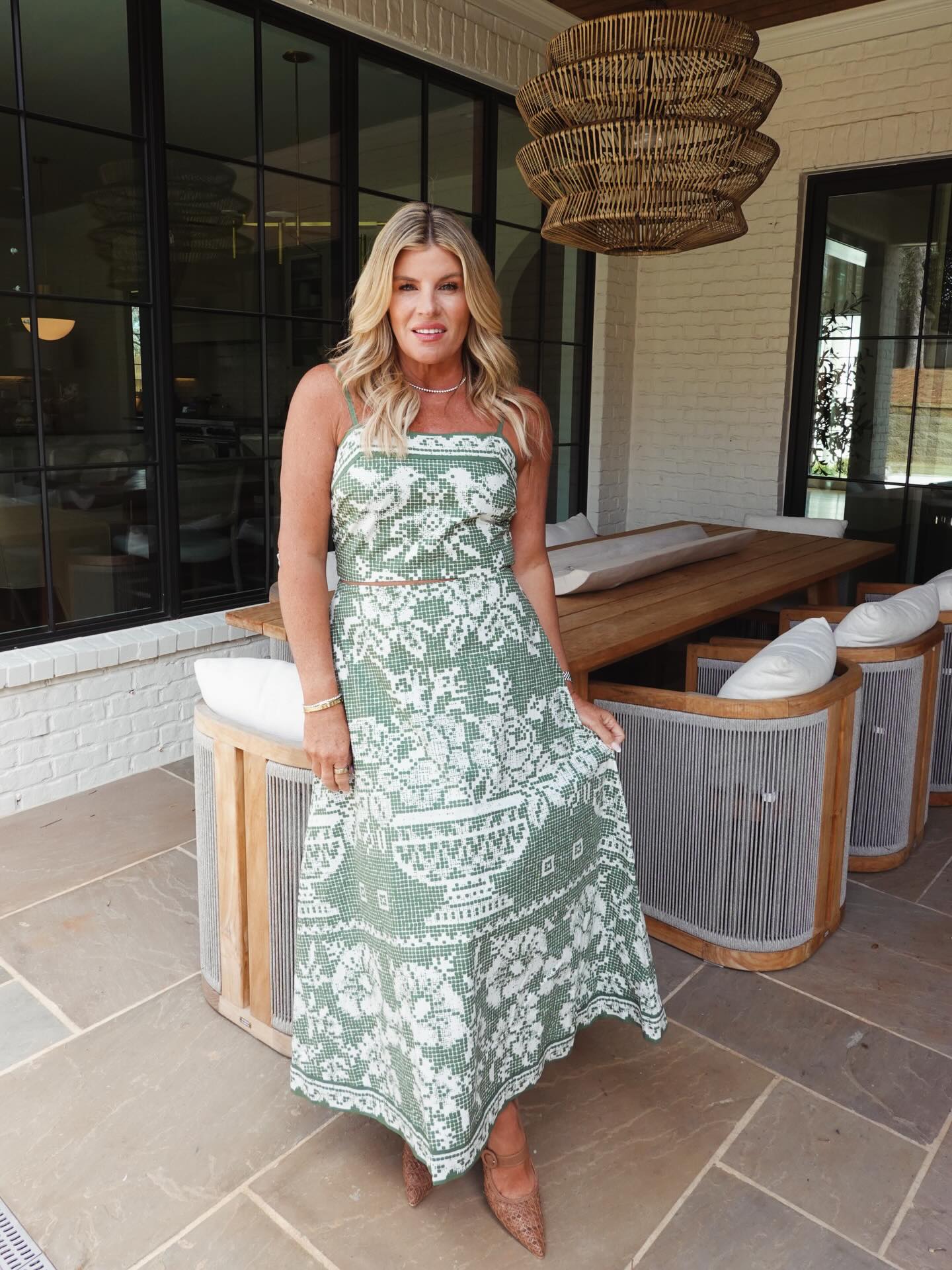 Masters outfit inspiration with green maxi dress