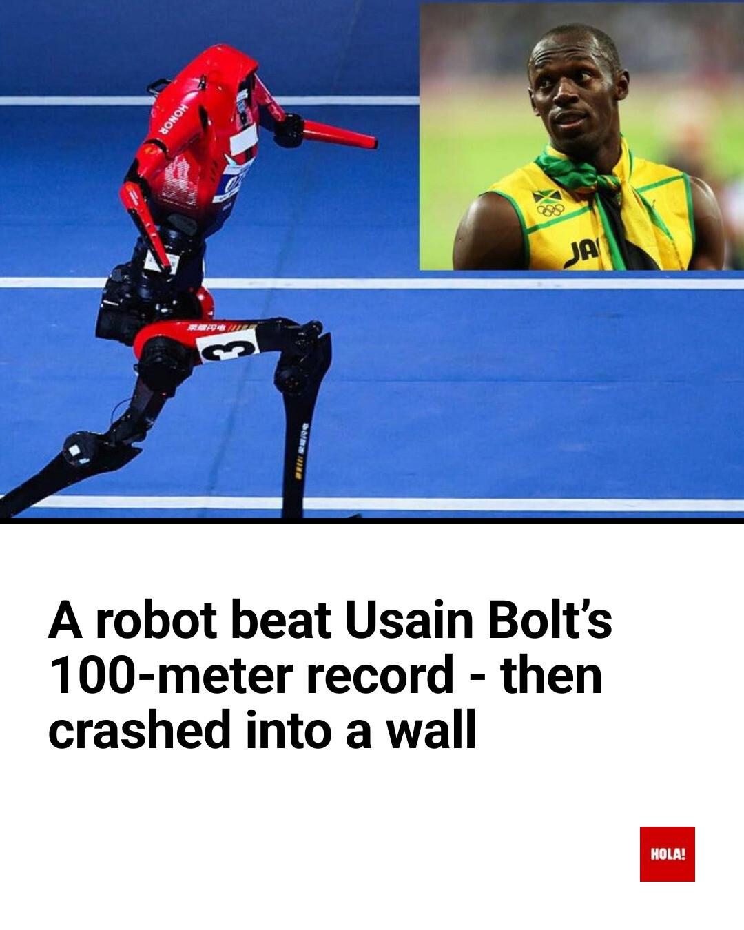 The humanoid isn't replacing Bolt in the record books, but it did