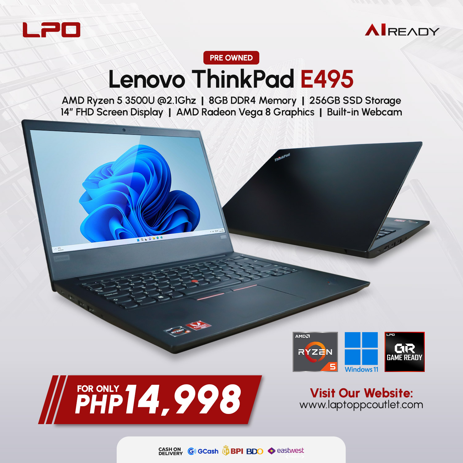 Pre-owned Lenovo ThinkPad E495 ▫ Price: ₱14,998.00 ▫ Processor 